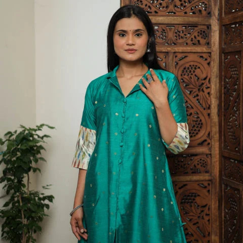 silk dress kurti Fancy Work Satin Silk Party Wear Kurti