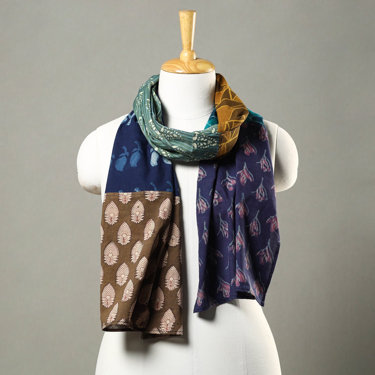 Patchwork Block Printed Cotton Stole 02