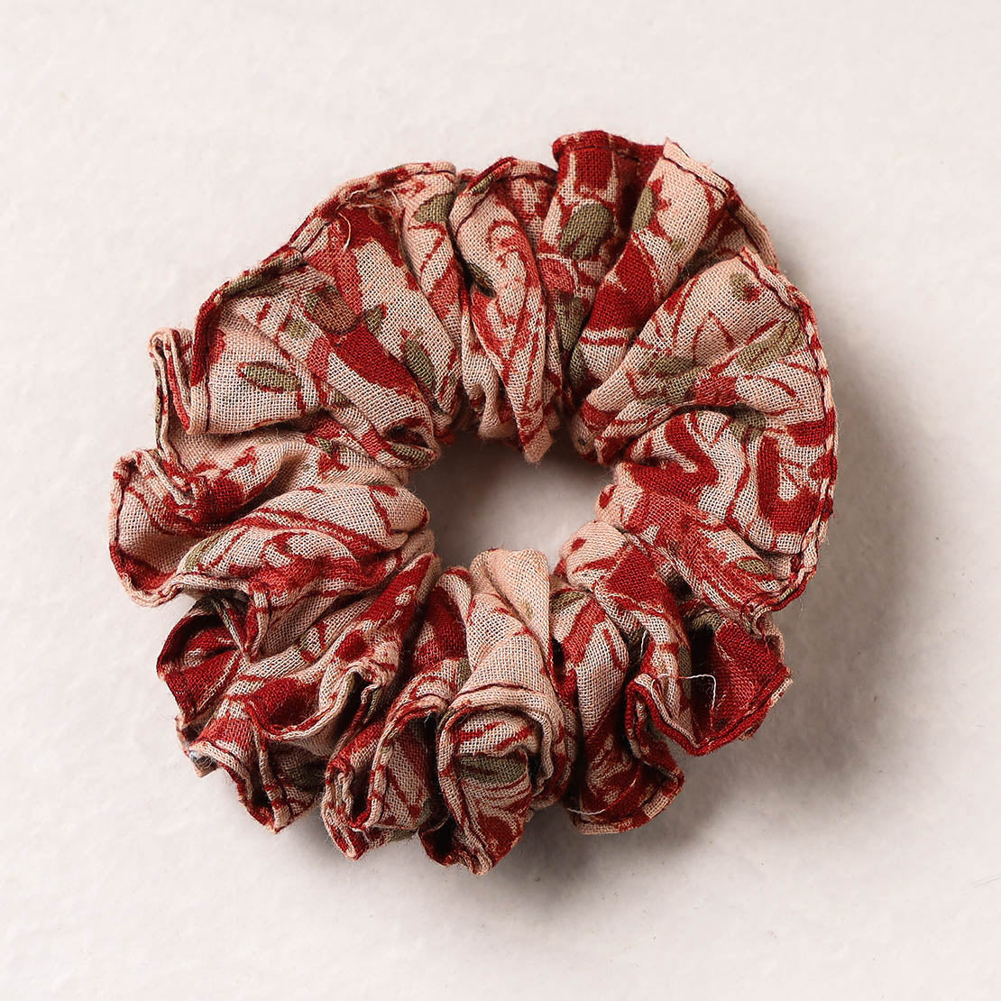 Kalamkari Block Printed Cotton Elastic Rubber Band/Scrunchie