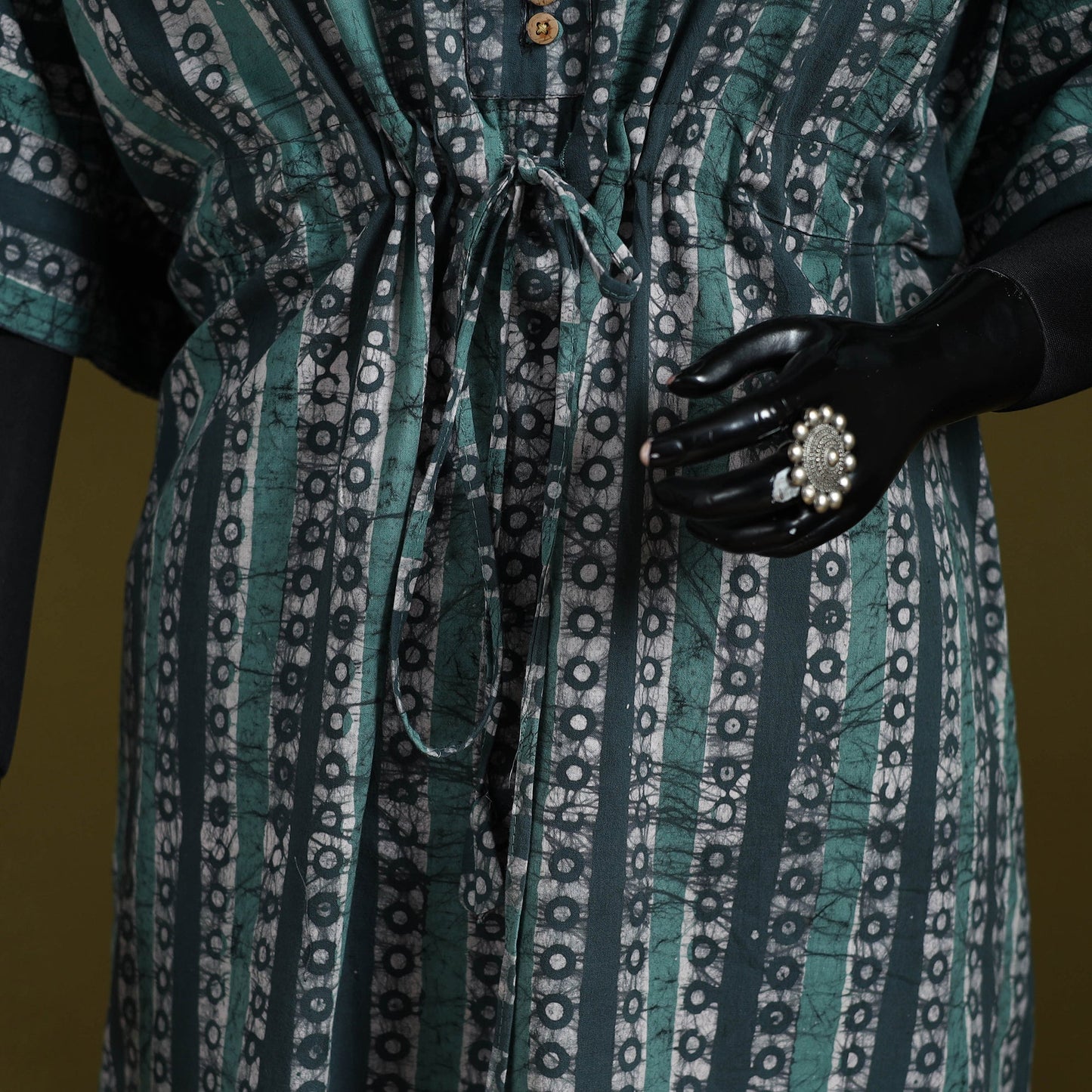 Hand batik cotton long kaftan 29 - handcrafted