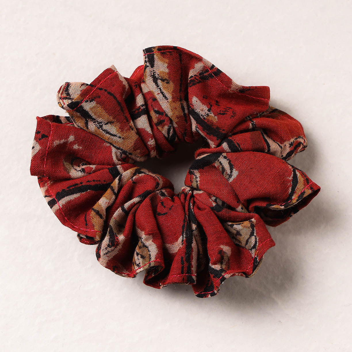 Kalamkari Block Printed Cotton Elastic Rubber Band/Scrunchie
