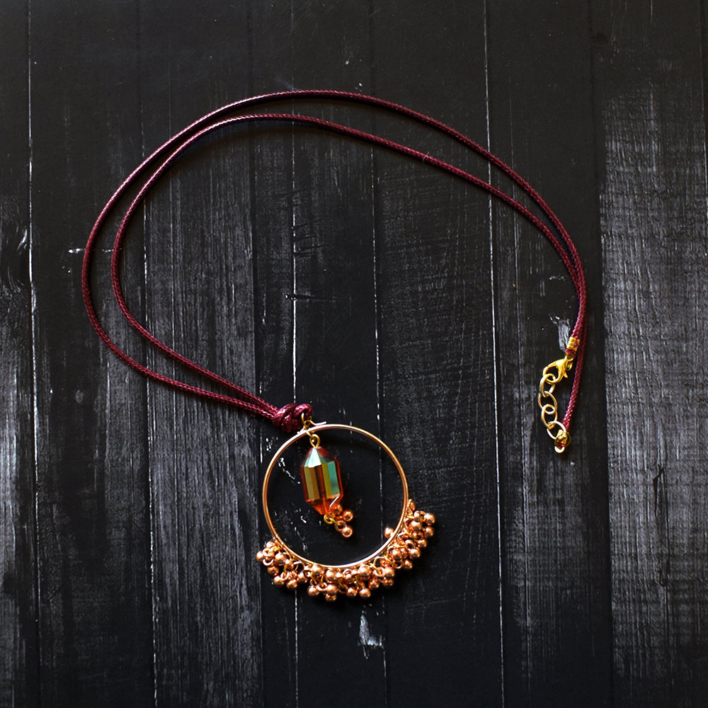 Bindurekha Rose Gold Ghungroo with Crytstal Necklace