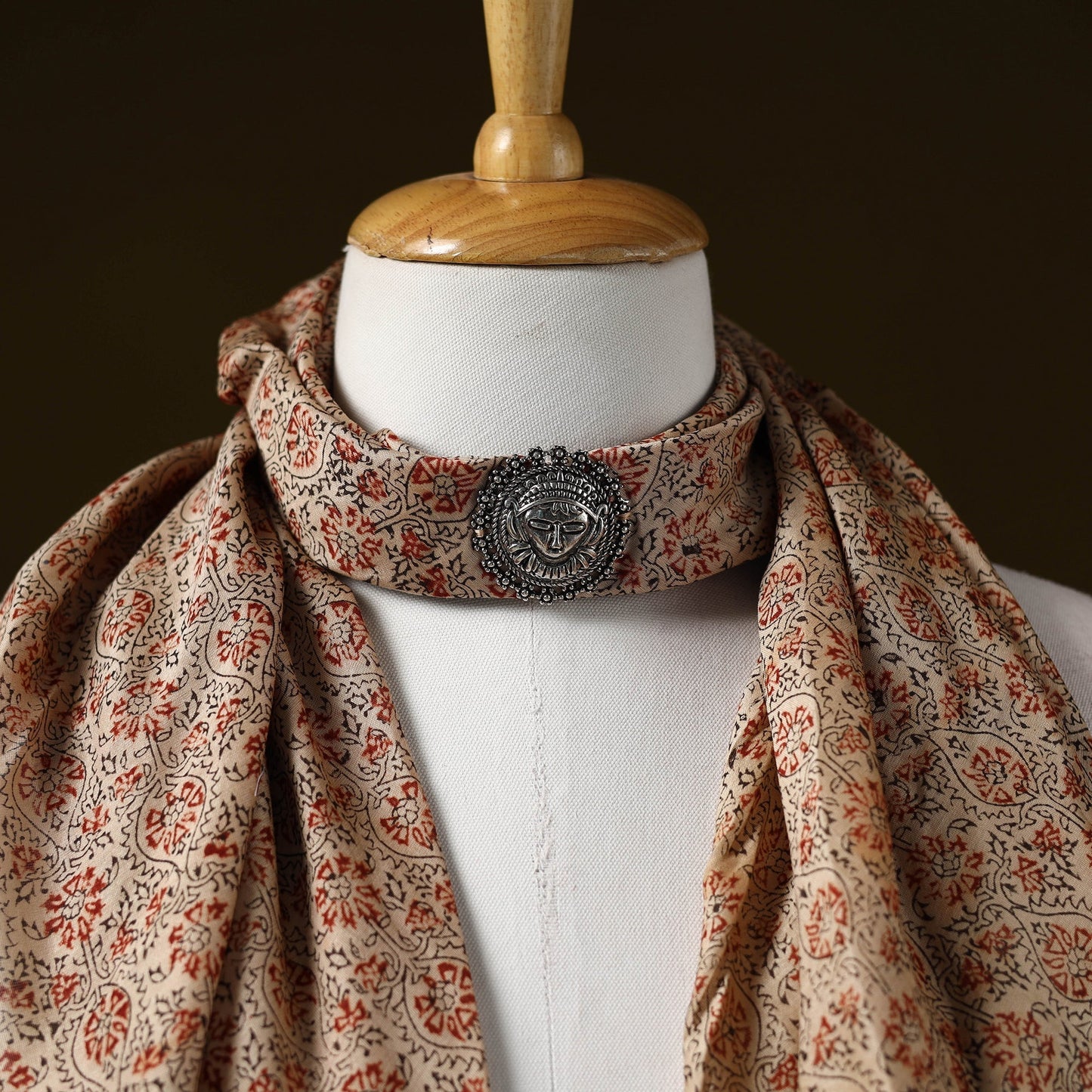 Kalamkari chanderi silk pendant necklace scarf 13