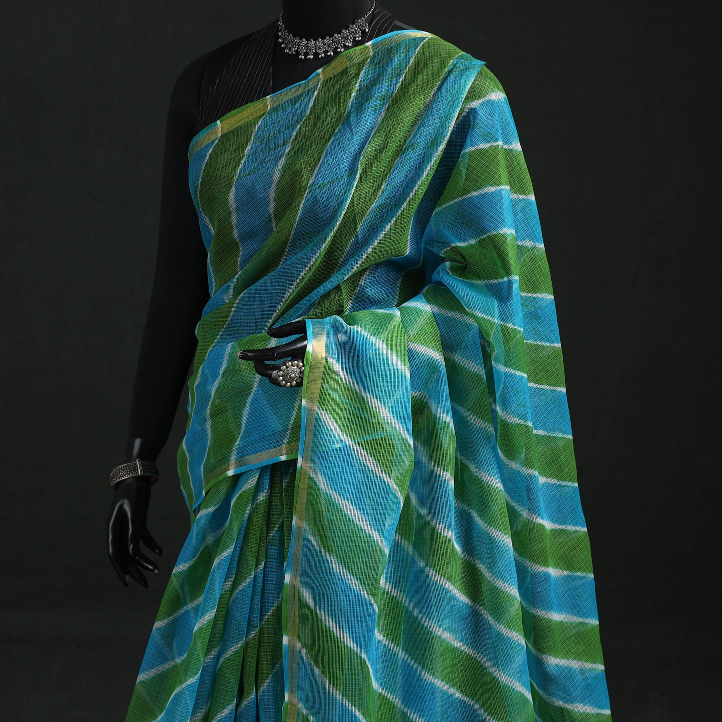 Tie-Dye Kota Doria Cotton Leheriya Saree 08