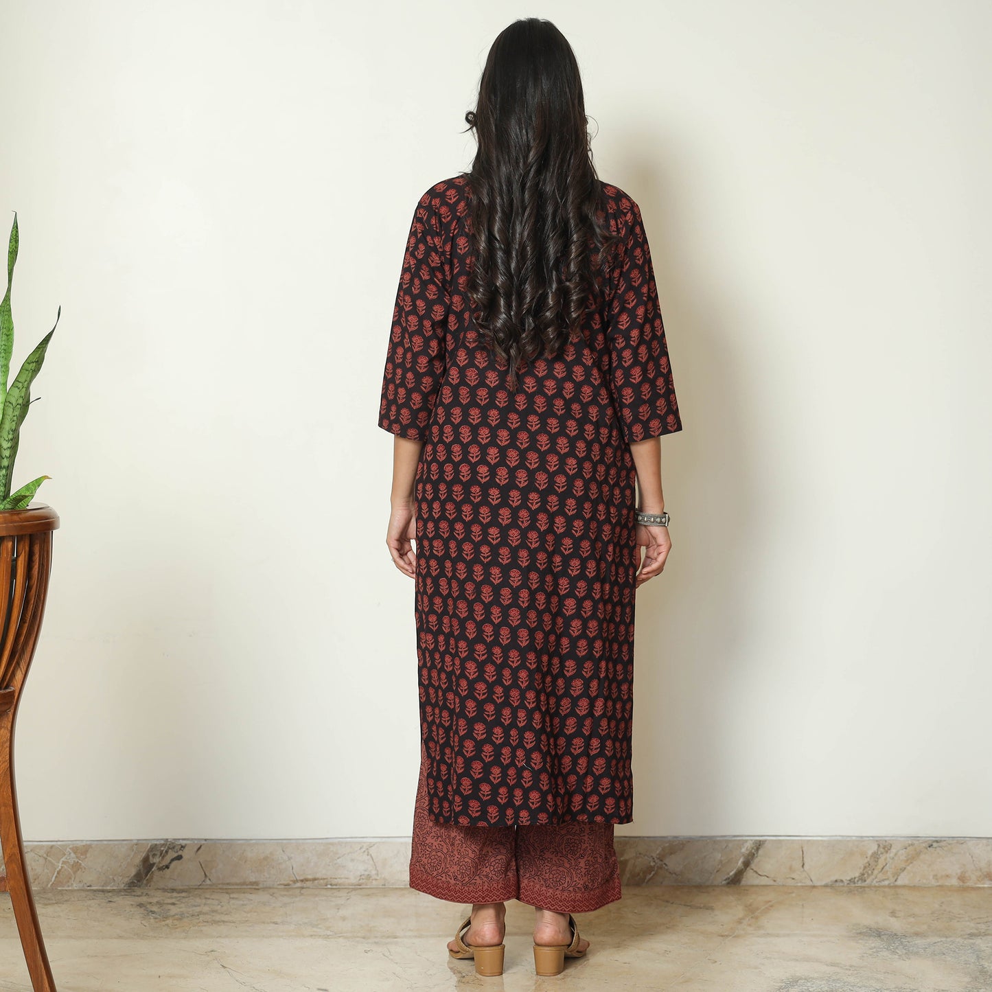 Multicolor - Bagh Block Printed Cotton Kurta with Palazzo & Dupatta Set 09