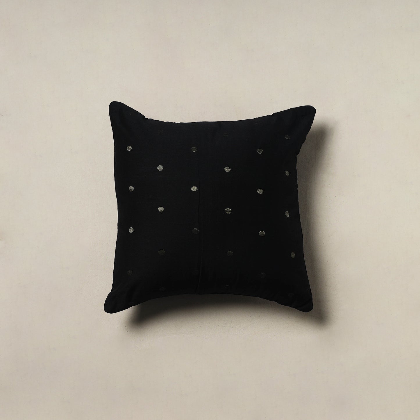 Polka Dot Zari Buti Plain Cushion Cover (16 x 16 in) 14