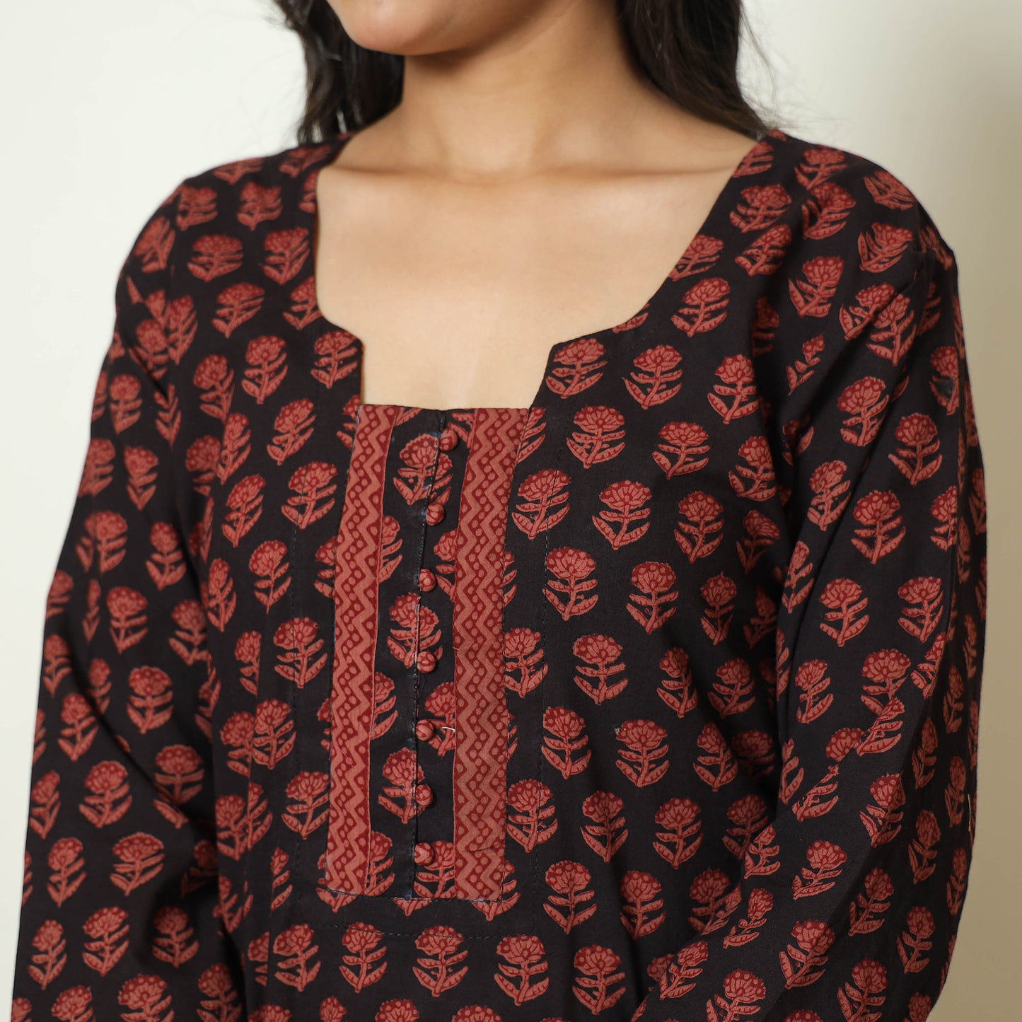 Multicolor - Bagh Block Printed Cotton Kurta with Palazzo & Dupatta Set 09