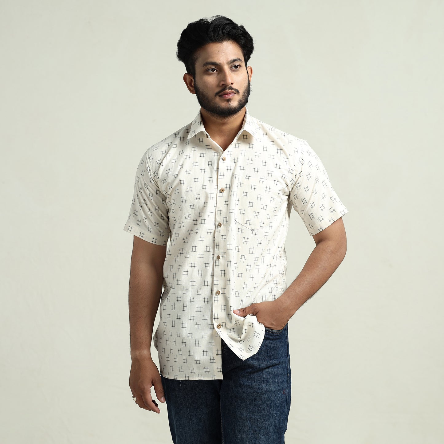 pochampally ikat cotton shirt