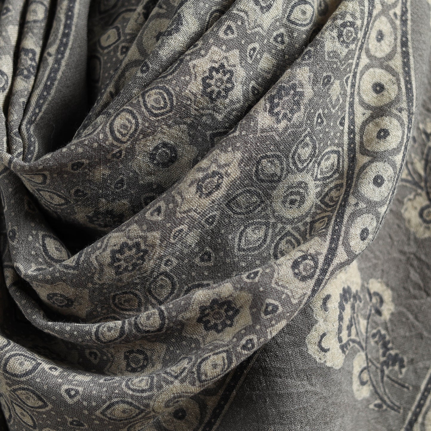 Ajrakh Hand Block Print Natural Dyed Handwoven Acrylic Wool Shawl 07