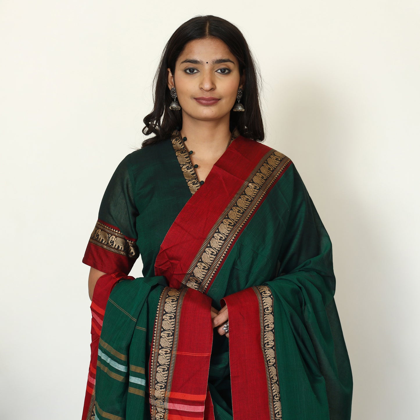 Green - Dharwad Cotton Kurta with Palazzo & Dupatta Set 14