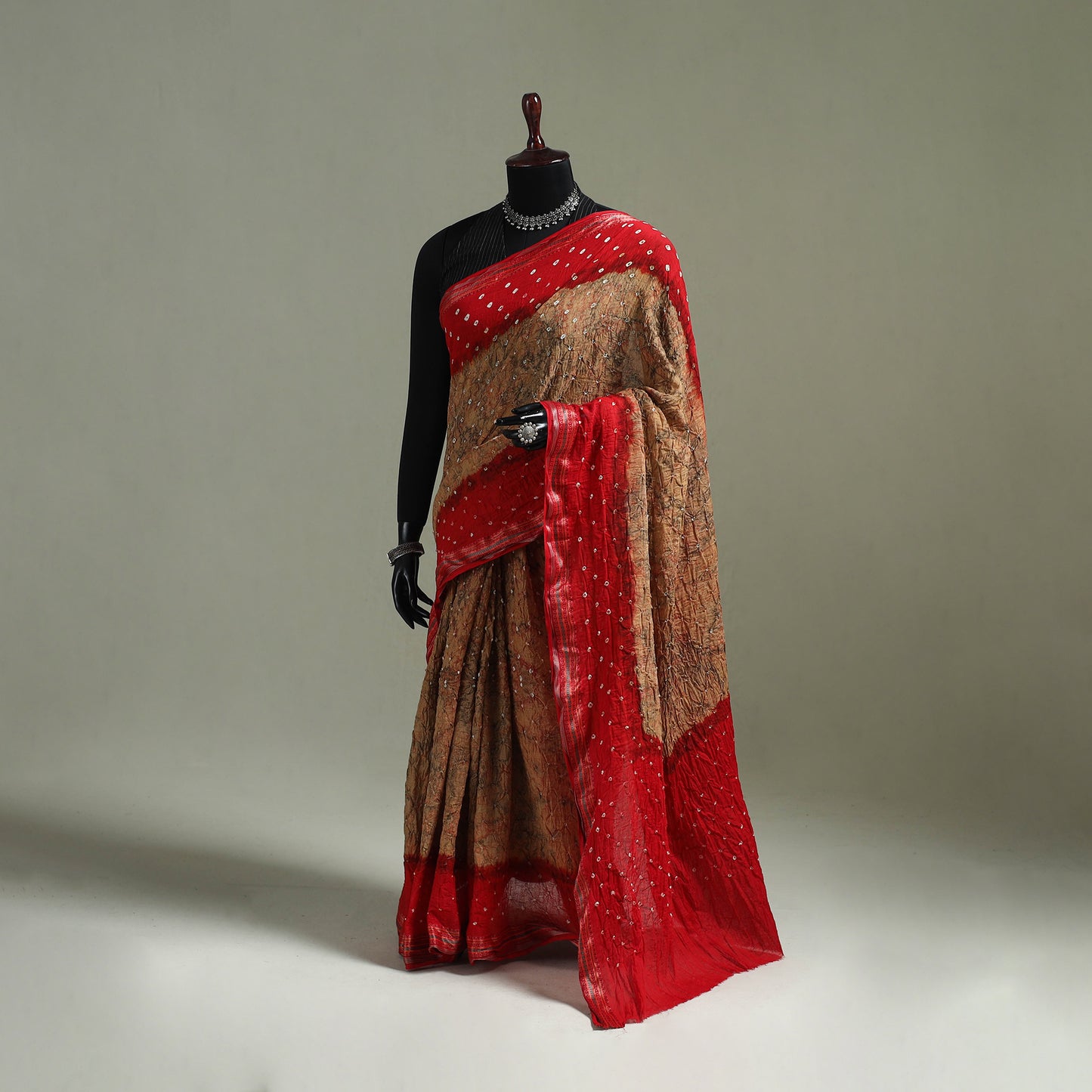 Kutch Tie-Dye Shibori Bandhani Cotton Saree with Blouse Piece 35