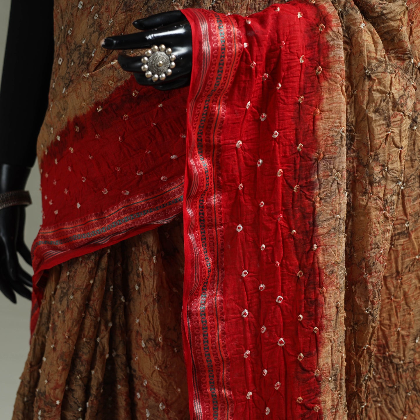 Kutch Tie-Dye Shibori Bandhani Cotton Saree with Blouse Piece 35