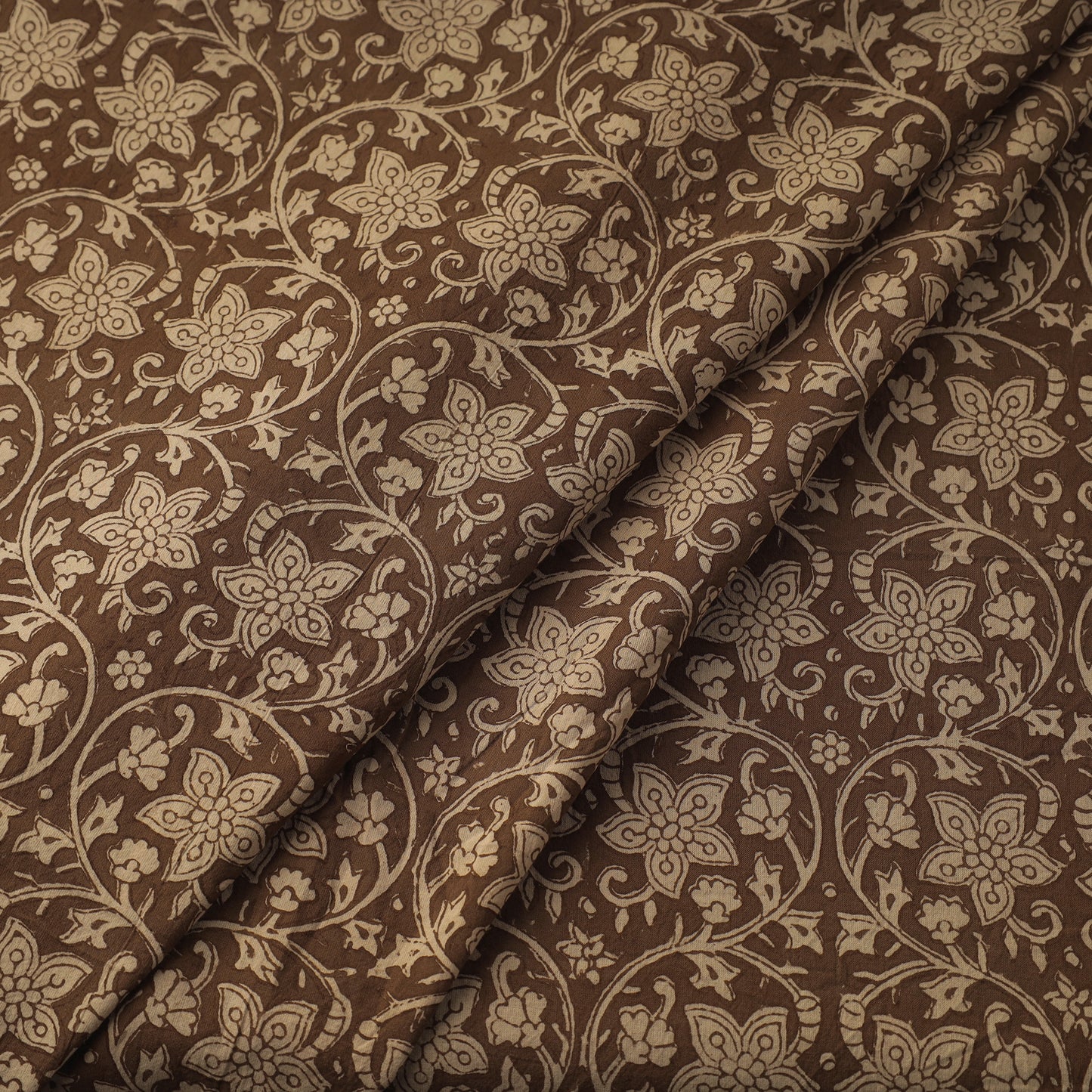 Brown Bagh Hand Block Print Natural Dyed Cotton Fabric