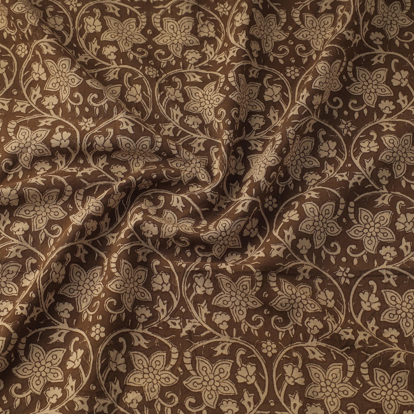 Brown Bagh Hand Block Print Natural Dyed Cotton Fabric