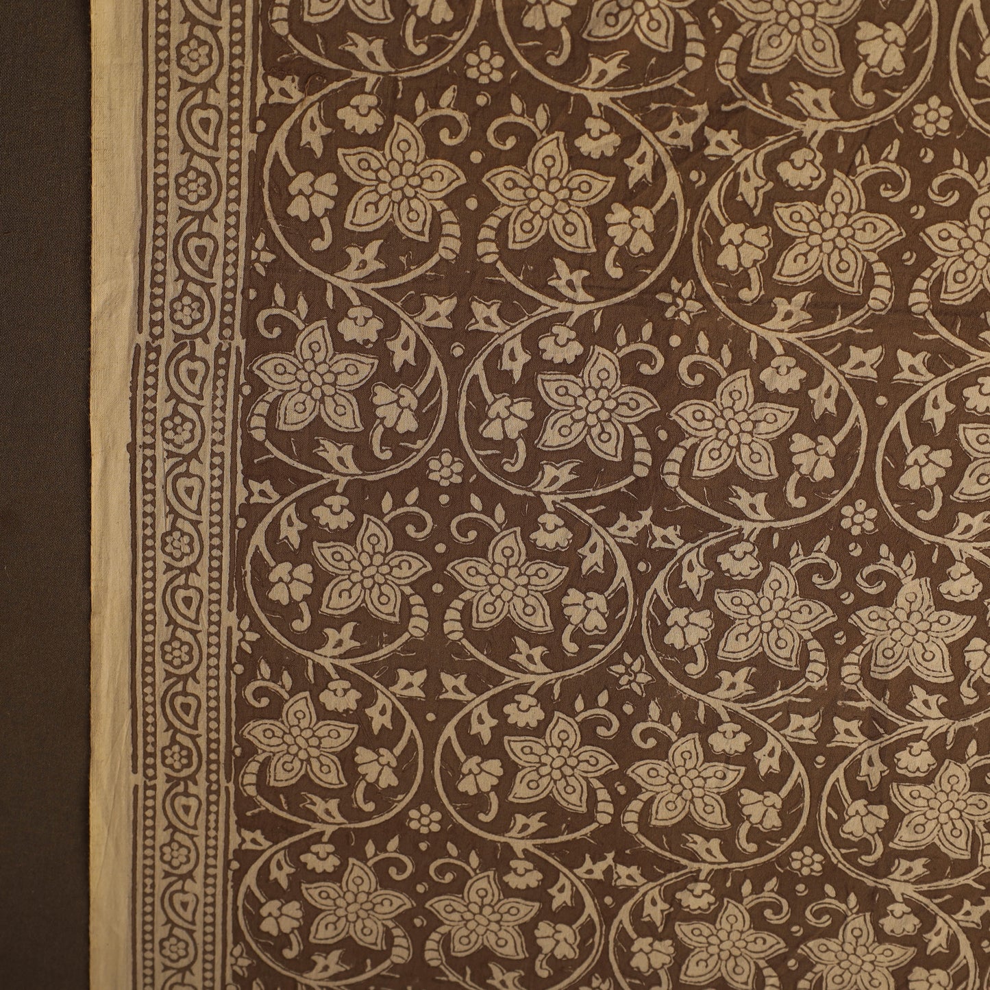 Brown Bagh Hand Block Print Natural Dyed Cotton Fabric