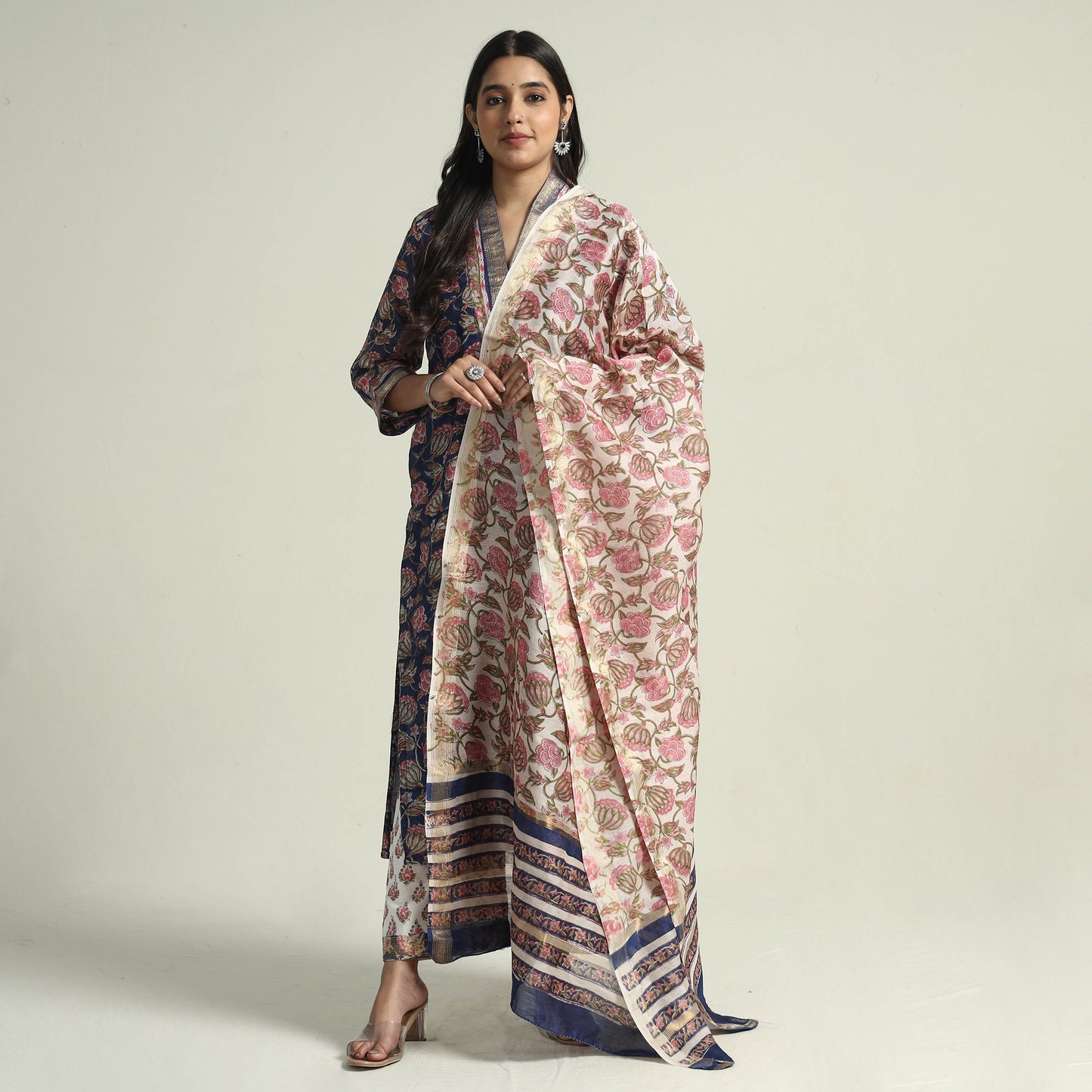 Sanganeri Kurta with Palazzo & Dupatta Set