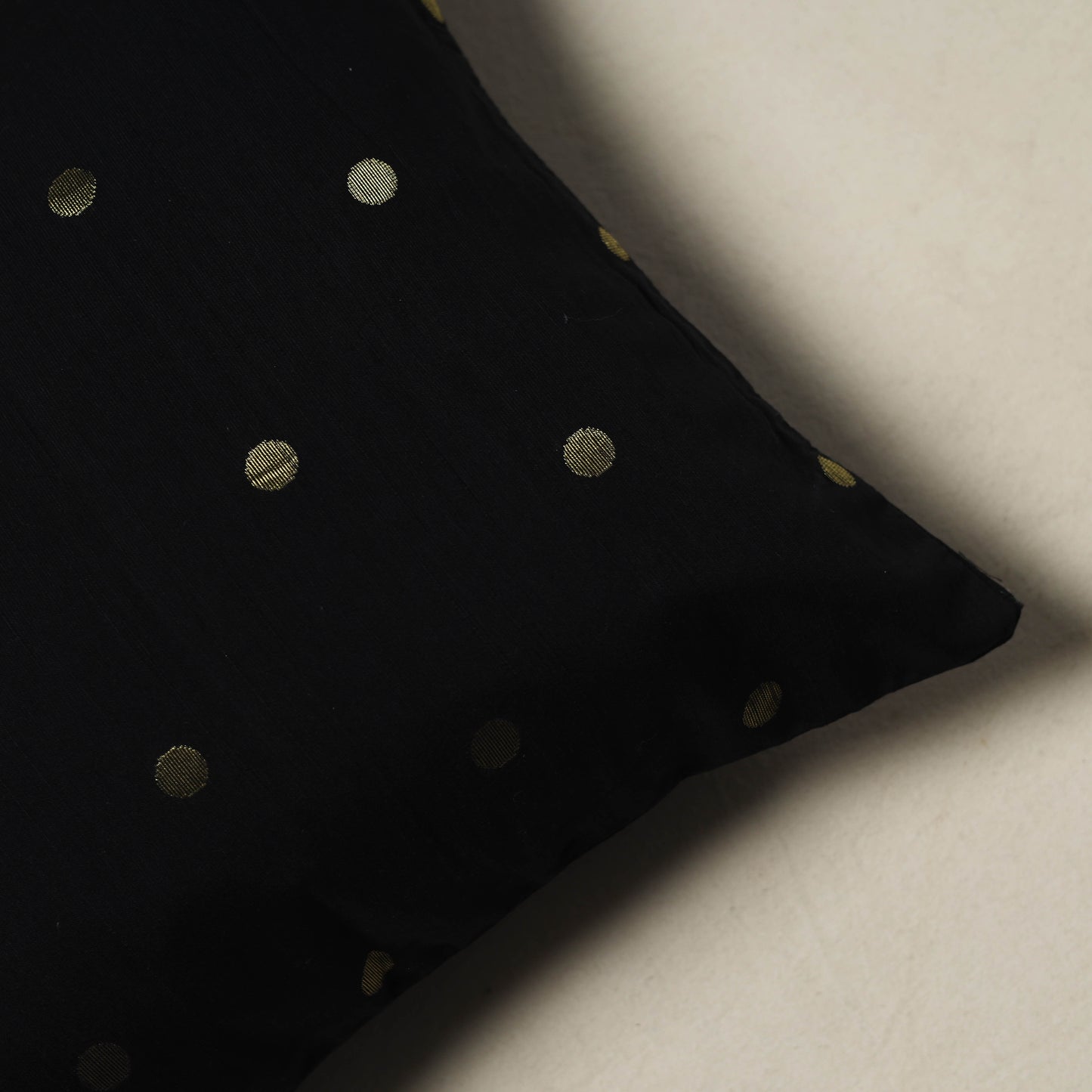 Polka Dot Zari Buti Plain Cushion Cover (16 x 16 in) 19