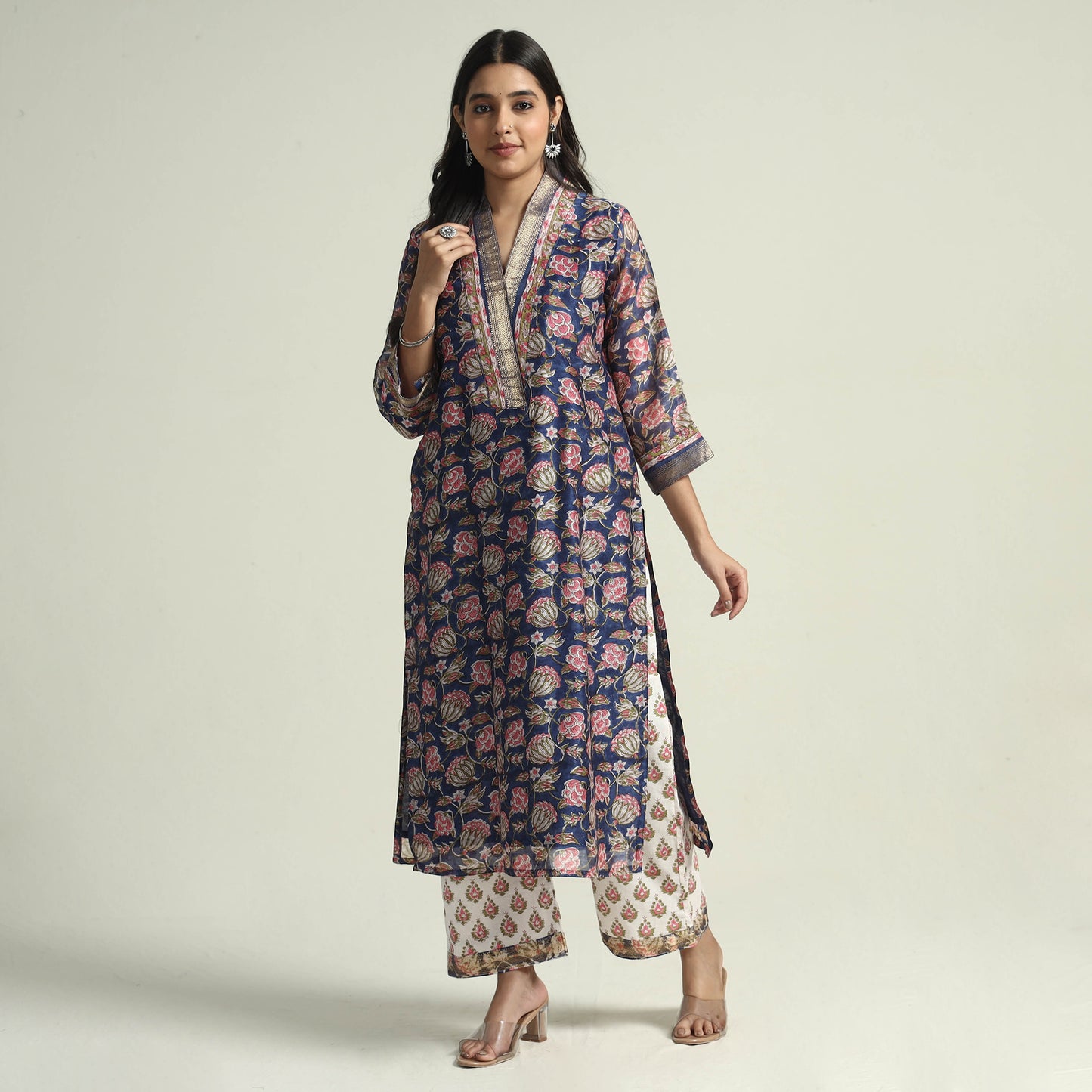 Sanganeri Kurta with Palazzo & Dupatta Set