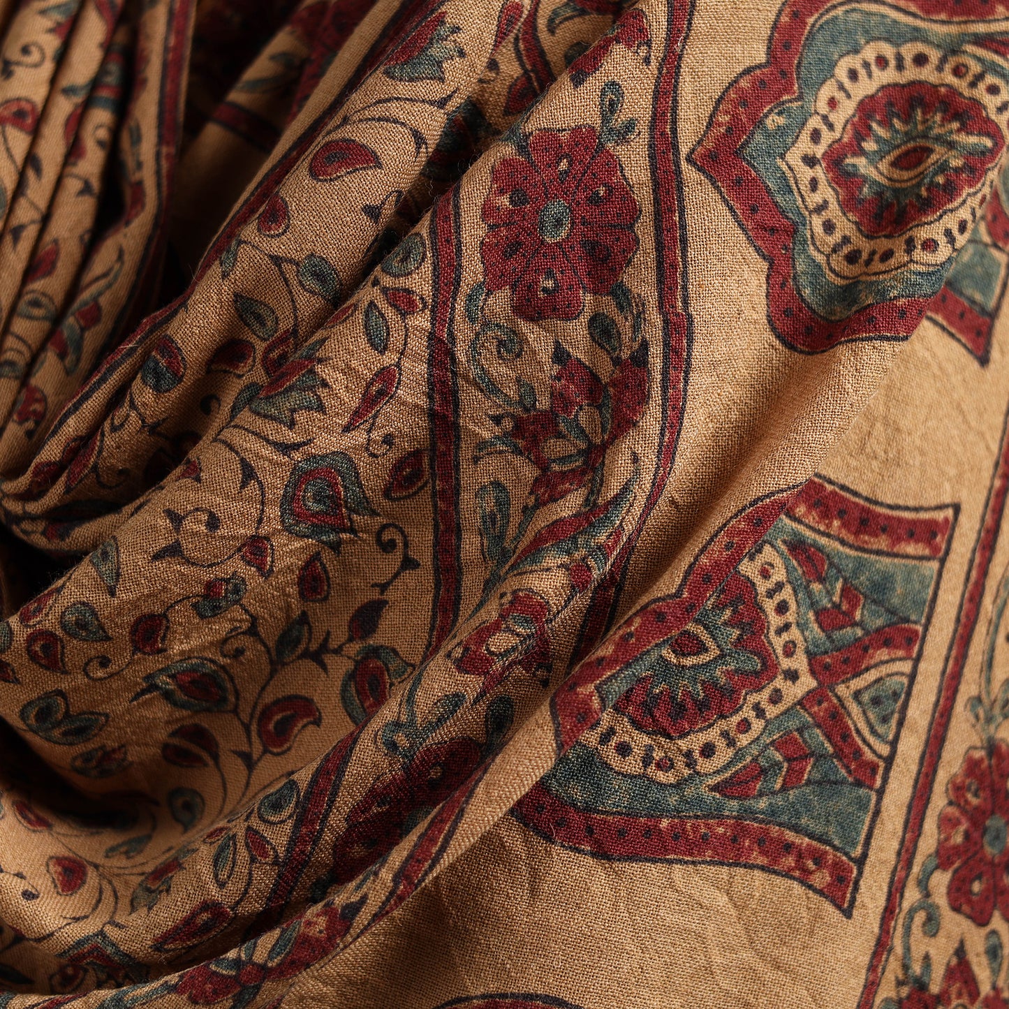 Ajrakh Hand Block Print Natural Dyed Handwoven Acrylic Wool Shawl 14