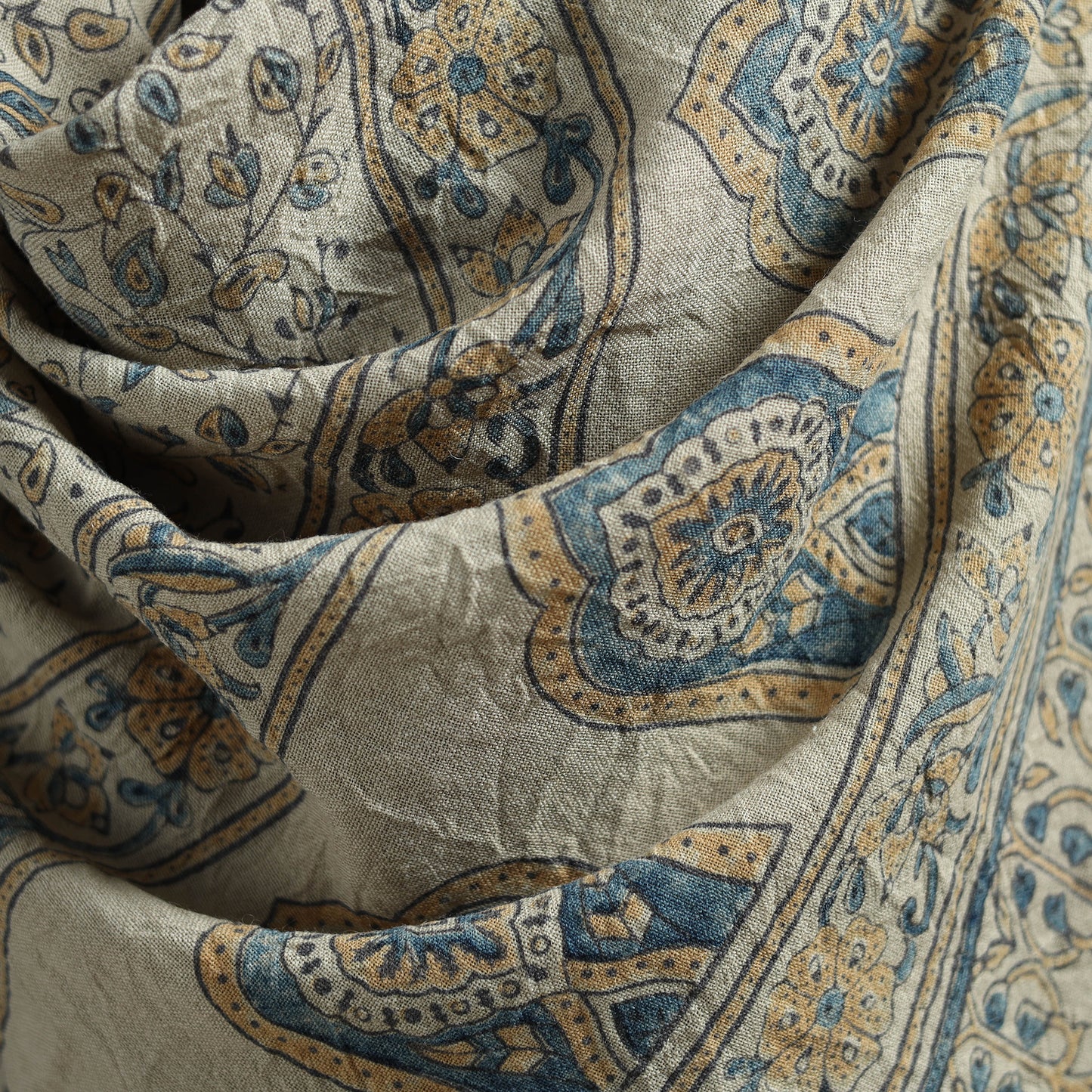 Ajrakh Hand Block Print Natural Dyed Handwoven Acrylic Wool Shawl 19