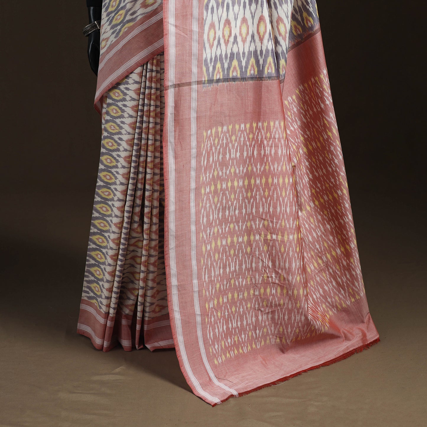 Multicolor - Pochampally Ikat Weave Mercerised Cotton Saree 01