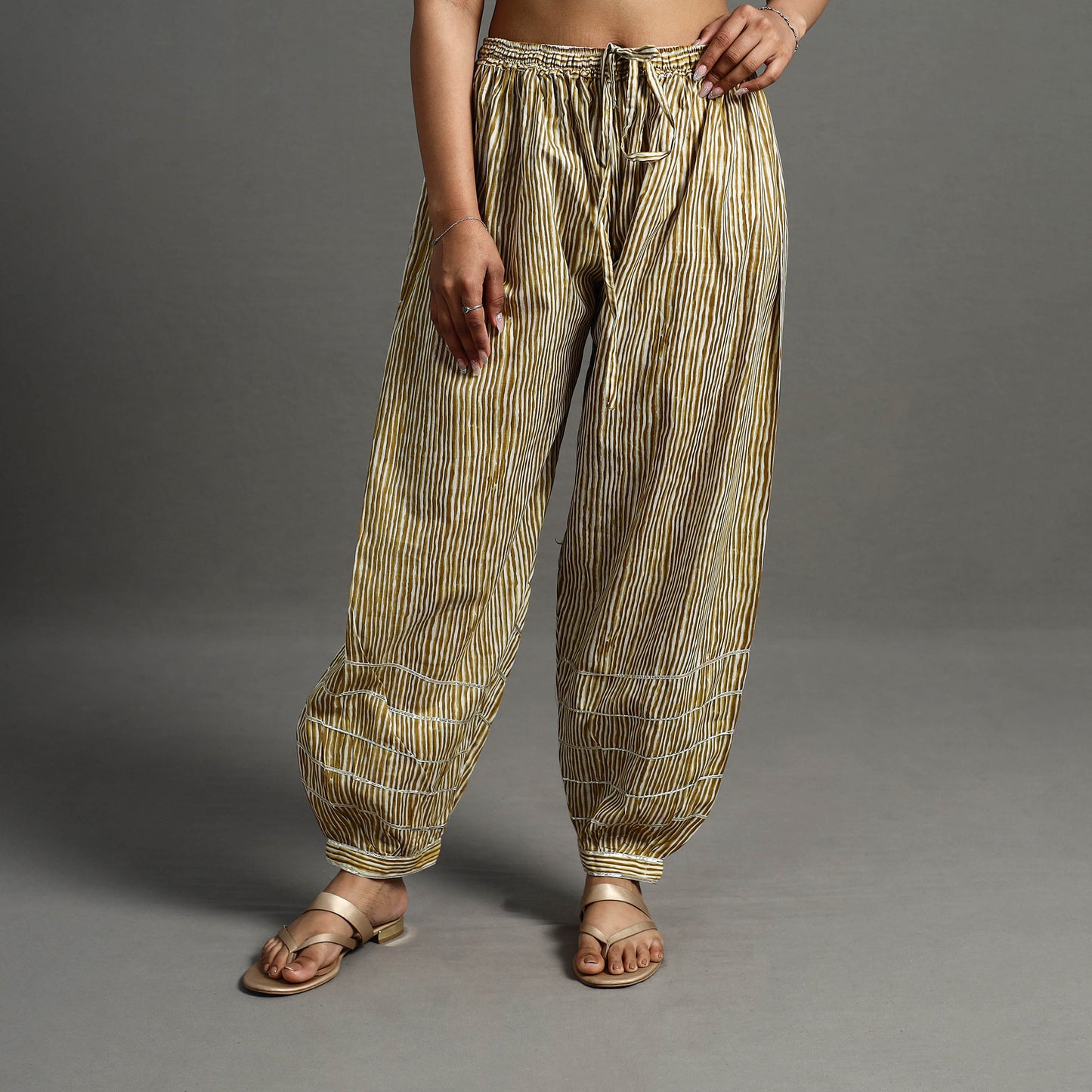 Buy Brown Gota Work Cotton Jaipur Afghani Salwar