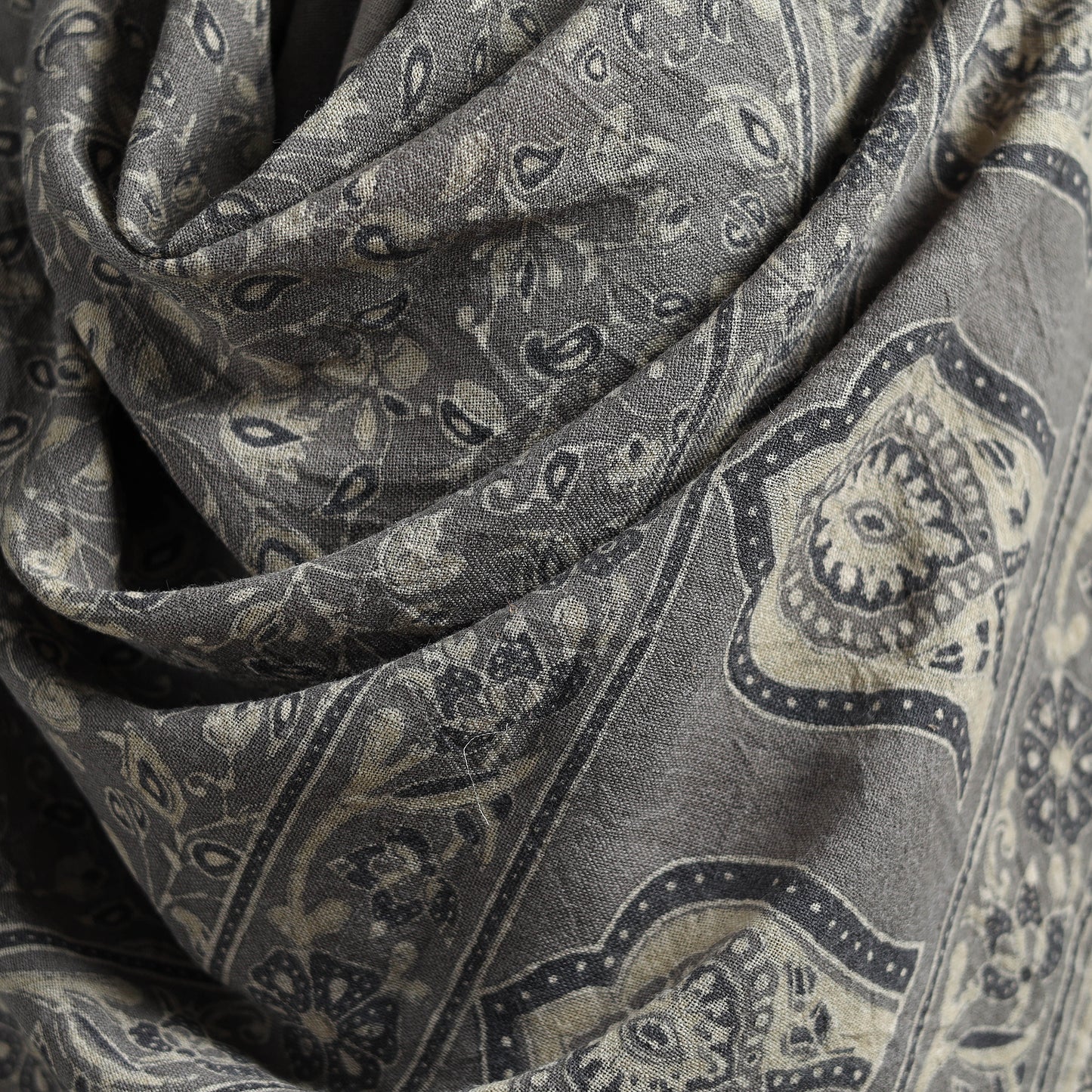Ajrakh Hand Block Print Natural Dyed Handwoven Acrylic Wool Shawl 22