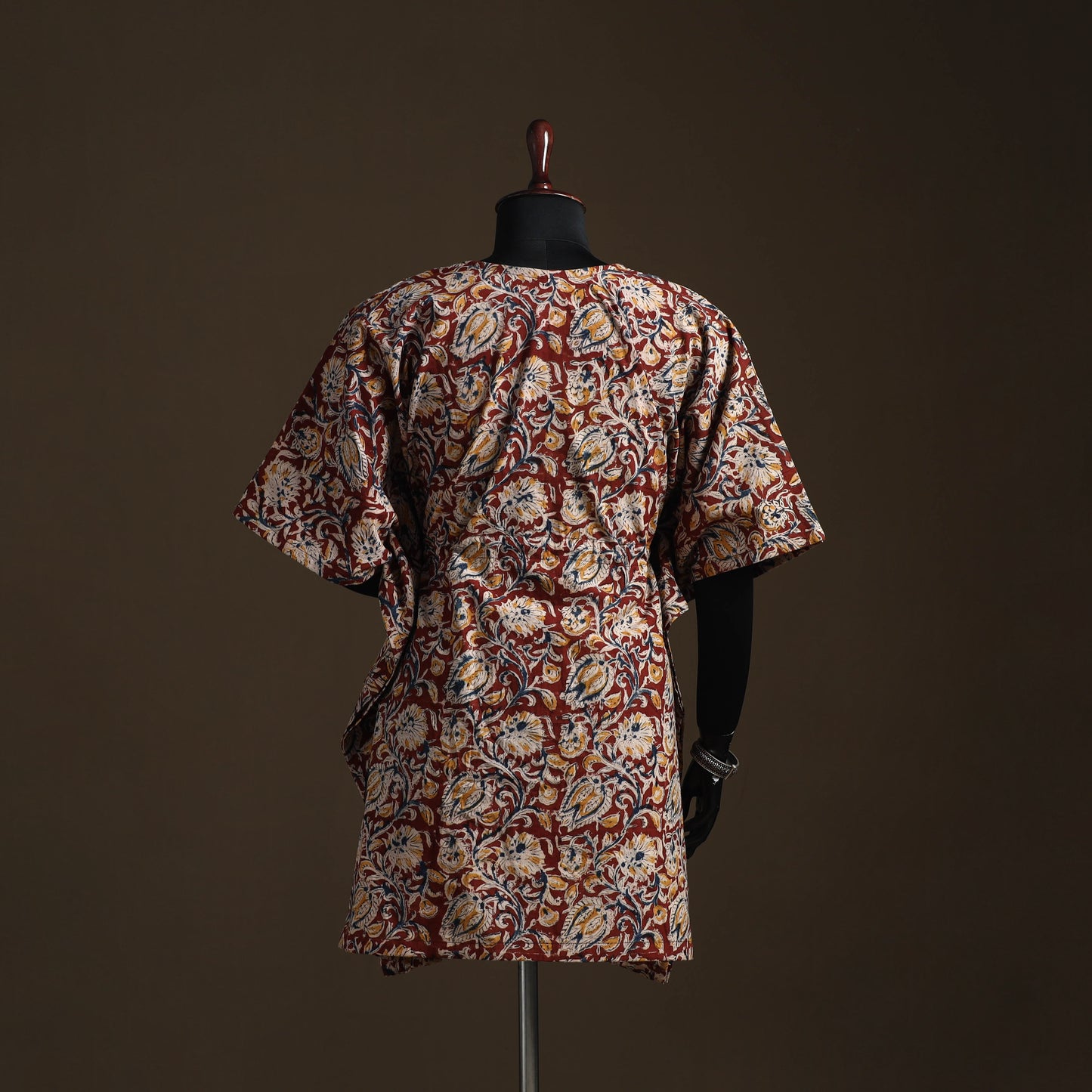 Natural Dyed Hand Block Kalamkari Print Cotton Kaftan (Medium) 113