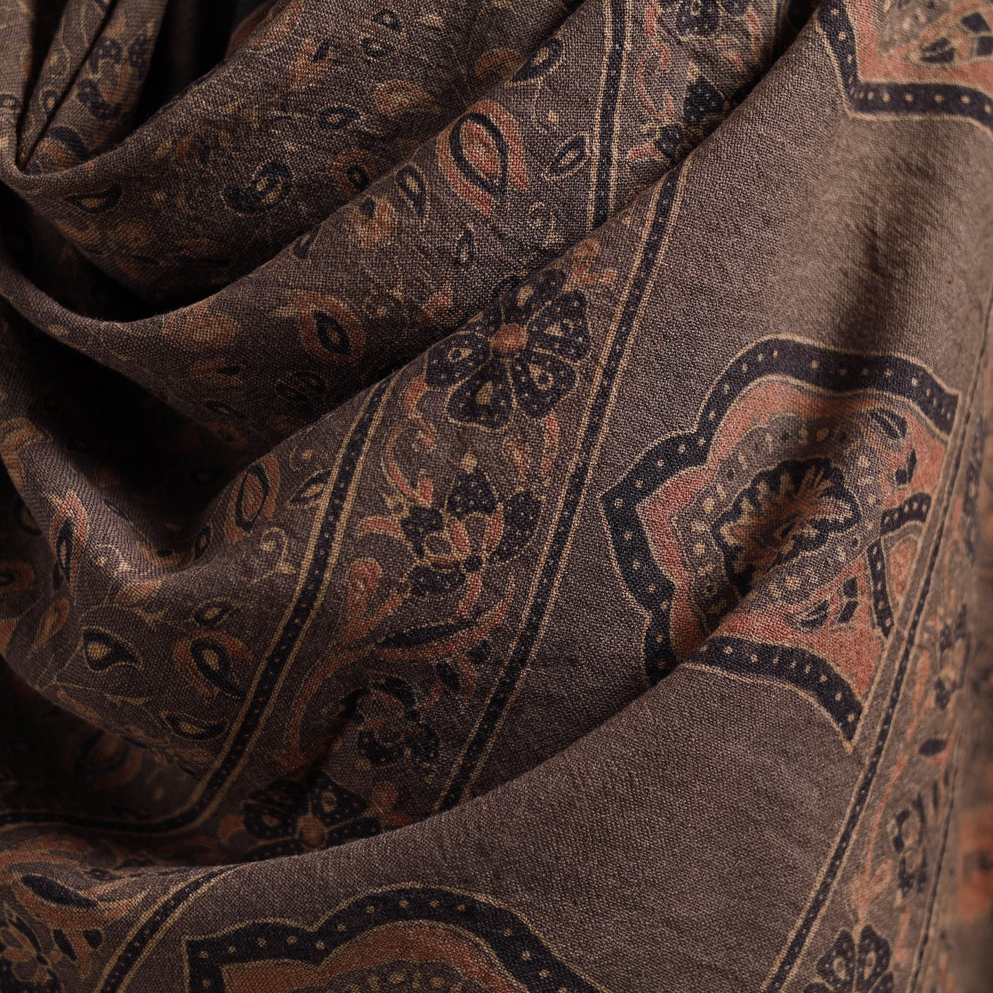 Ajrakh Hand Block Print Natural Dyed Handwoven Acrylic Wool Shawl 27