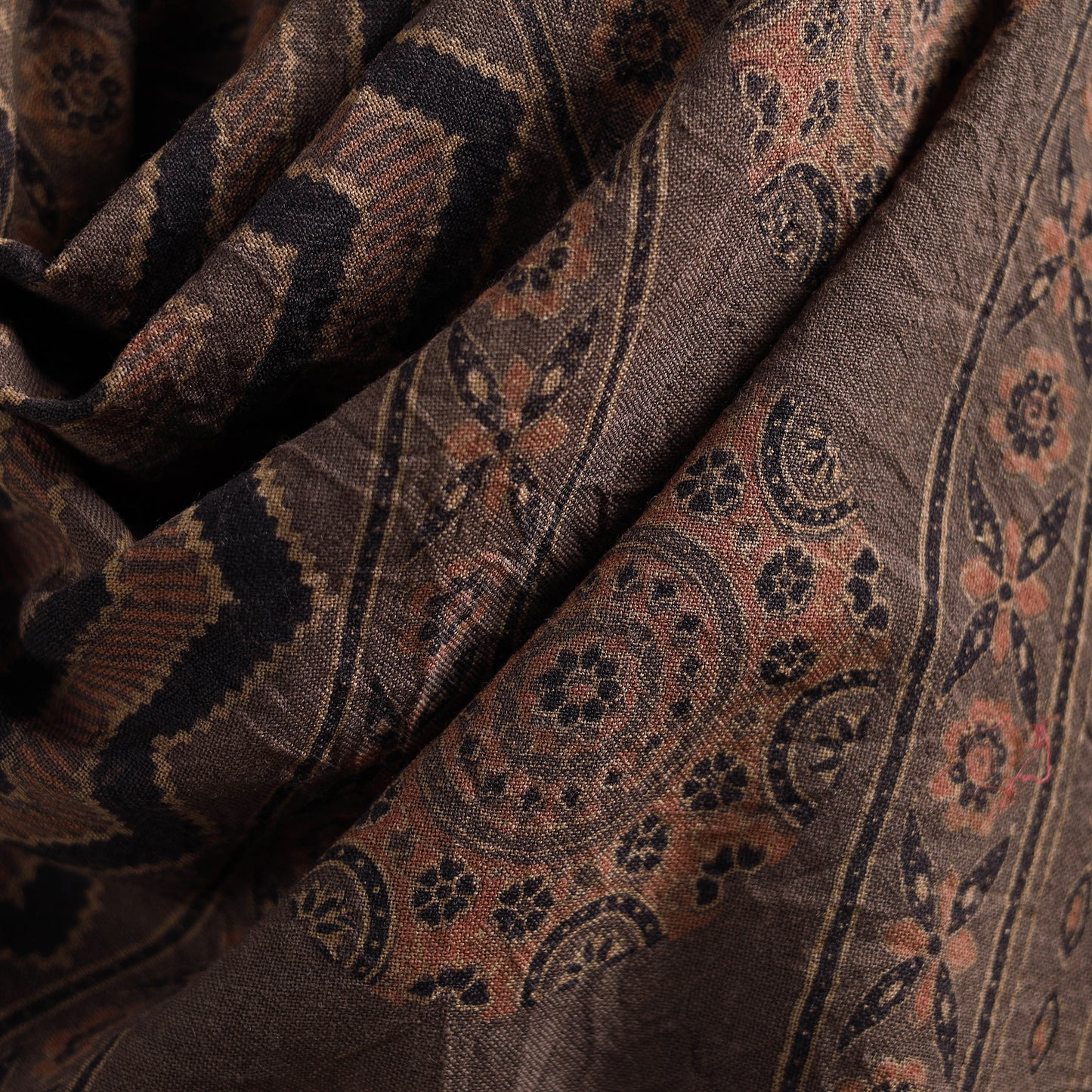 Ajrakh Hand Block Print Natural Dyed Handwoven Acrylic Wool Shawl 28