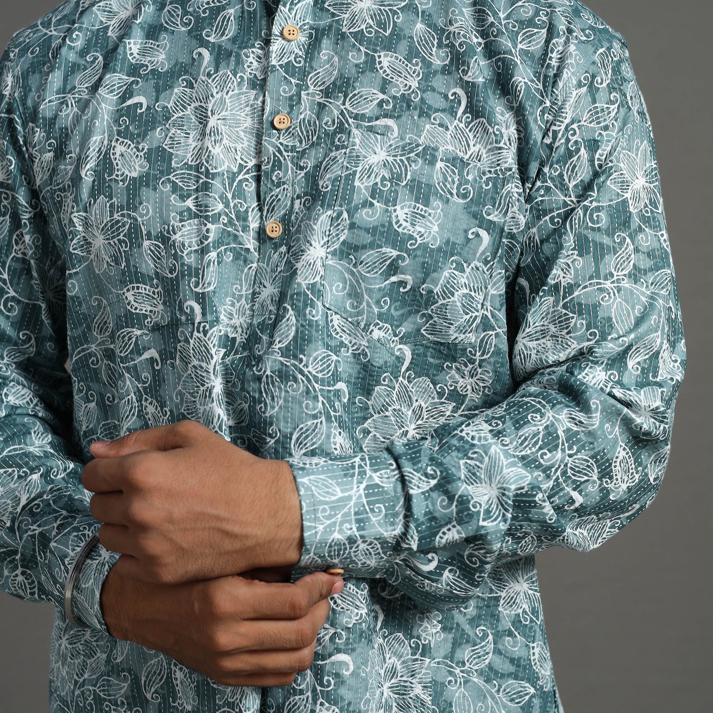 Buy Kantha Stitch Cotton Short Jaipur Kurta for Men