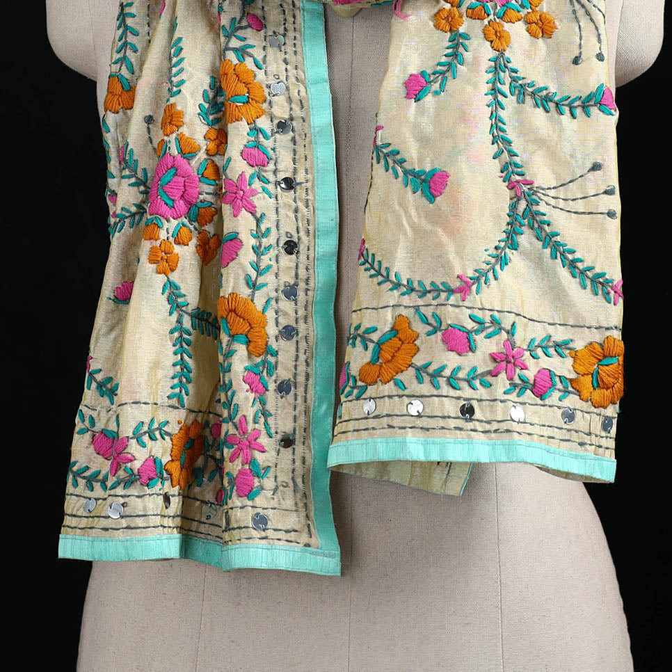 Ranihati Chanderi Silk Hand Embroidered Stole 03
