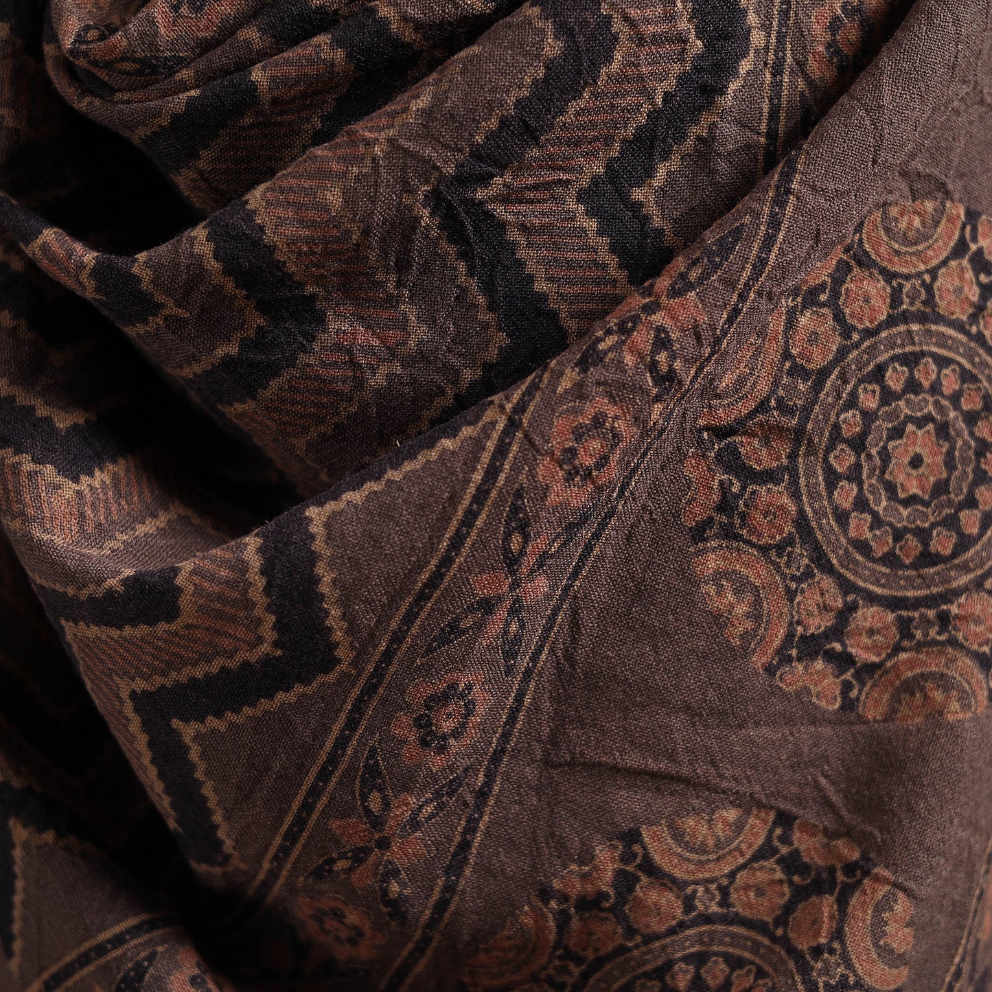 Ajrakh Hand Block Print Natural Dyed Handwoven Acrylic Wool Shawl 29