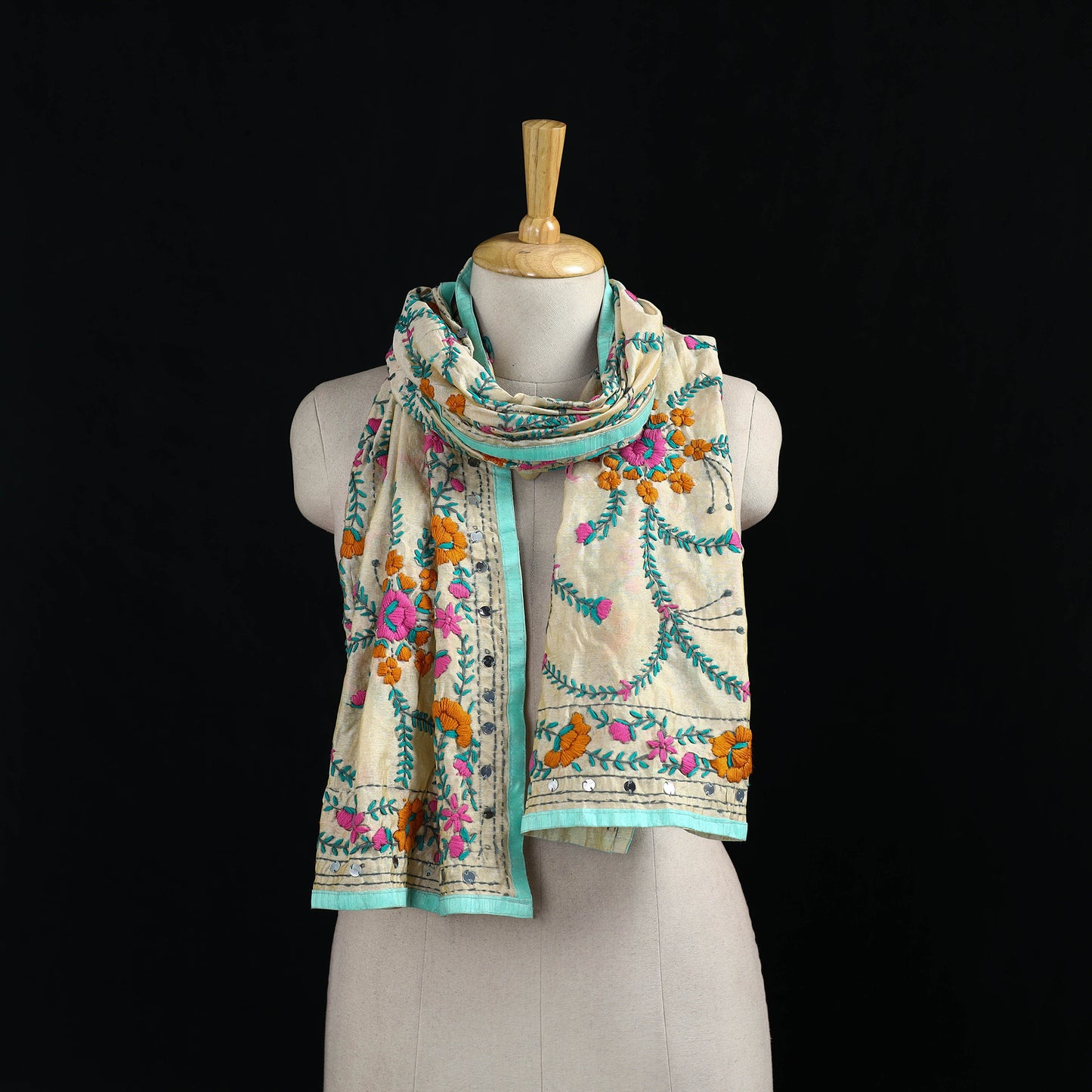 Ranihati Chanderi Silk Hand Embroidered Stole 03