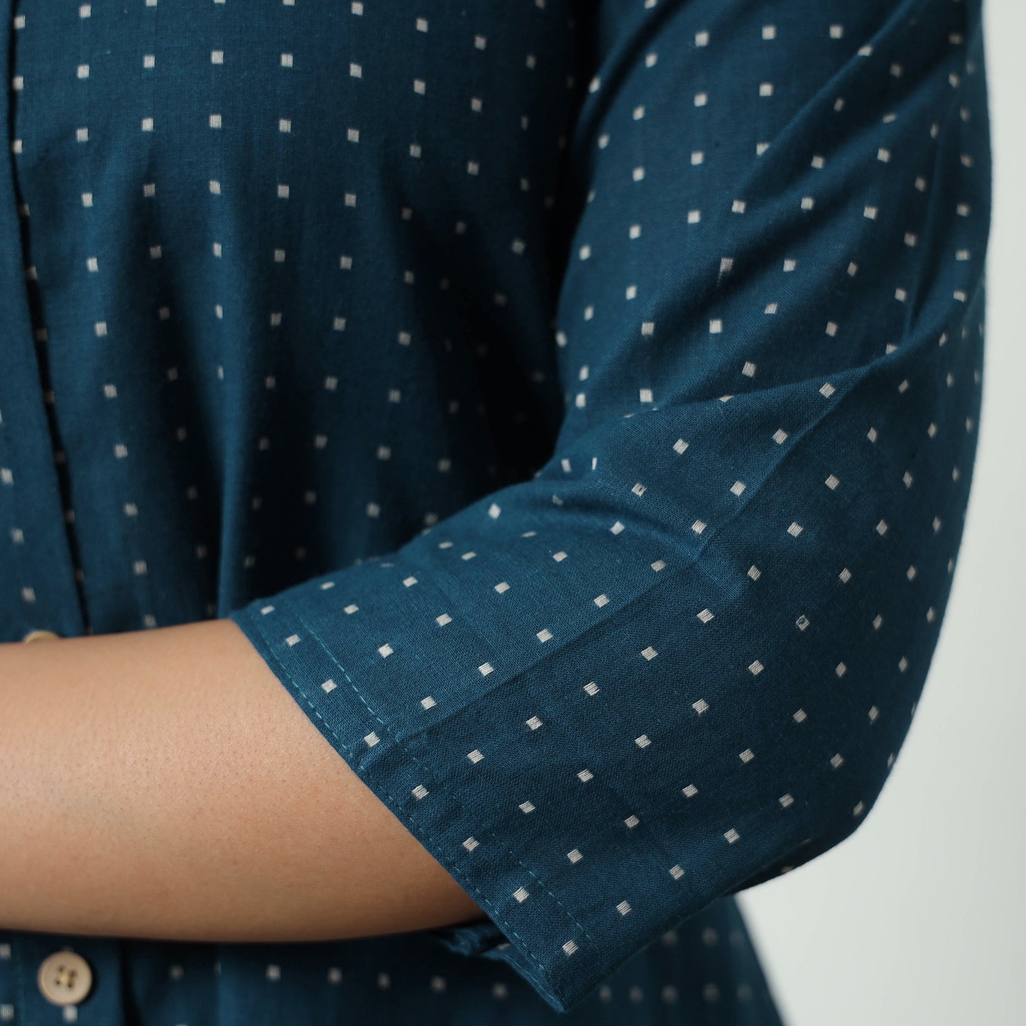 Blue - Jacquard Cotton A-Line Kurta 13