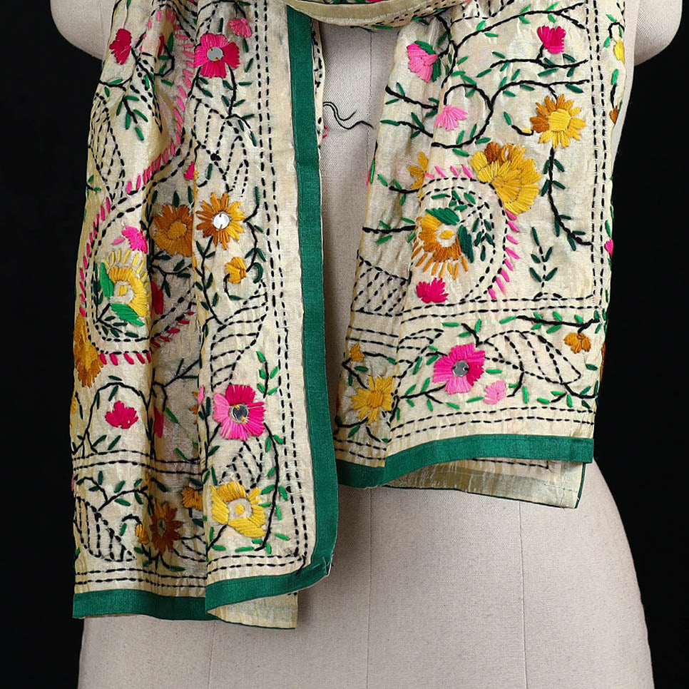 Ranihati Chanderi Silk Hand Embroidered Stole 06