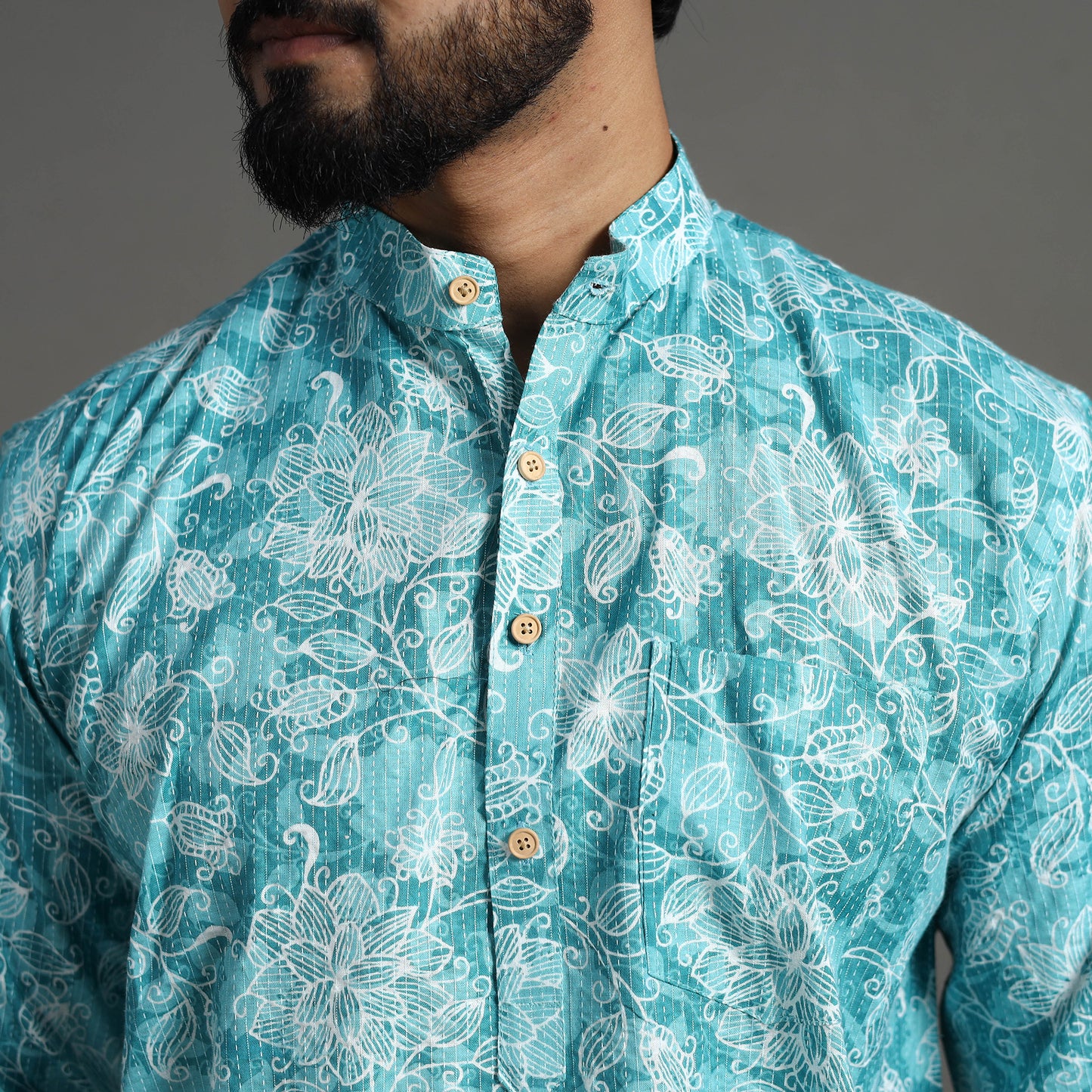 Buy Kantha Stitch Cotton Short Jaipur Kurta for Men