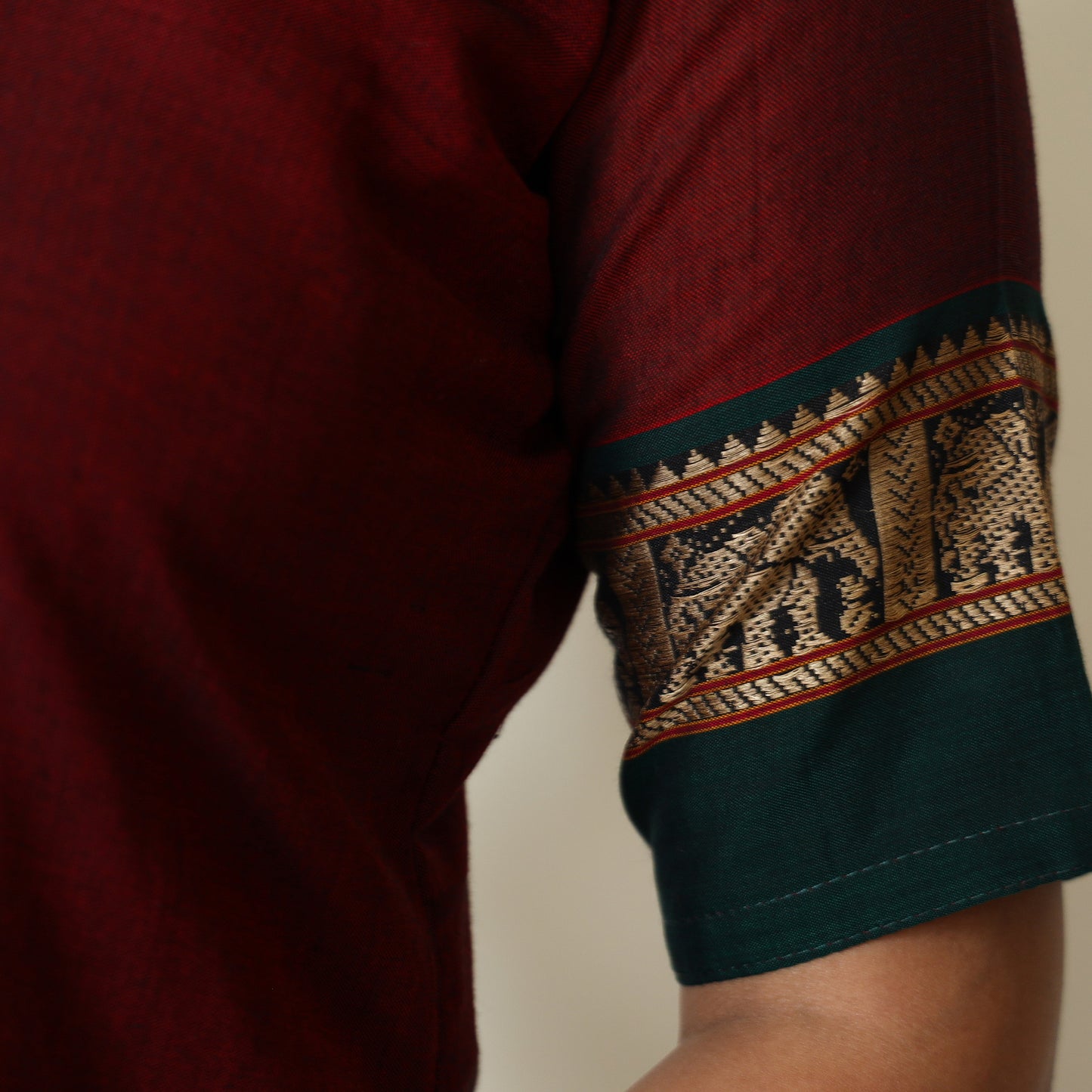 Maroon - Dharwad Cotton Kurta with Palazzo & Dupatta Set 16