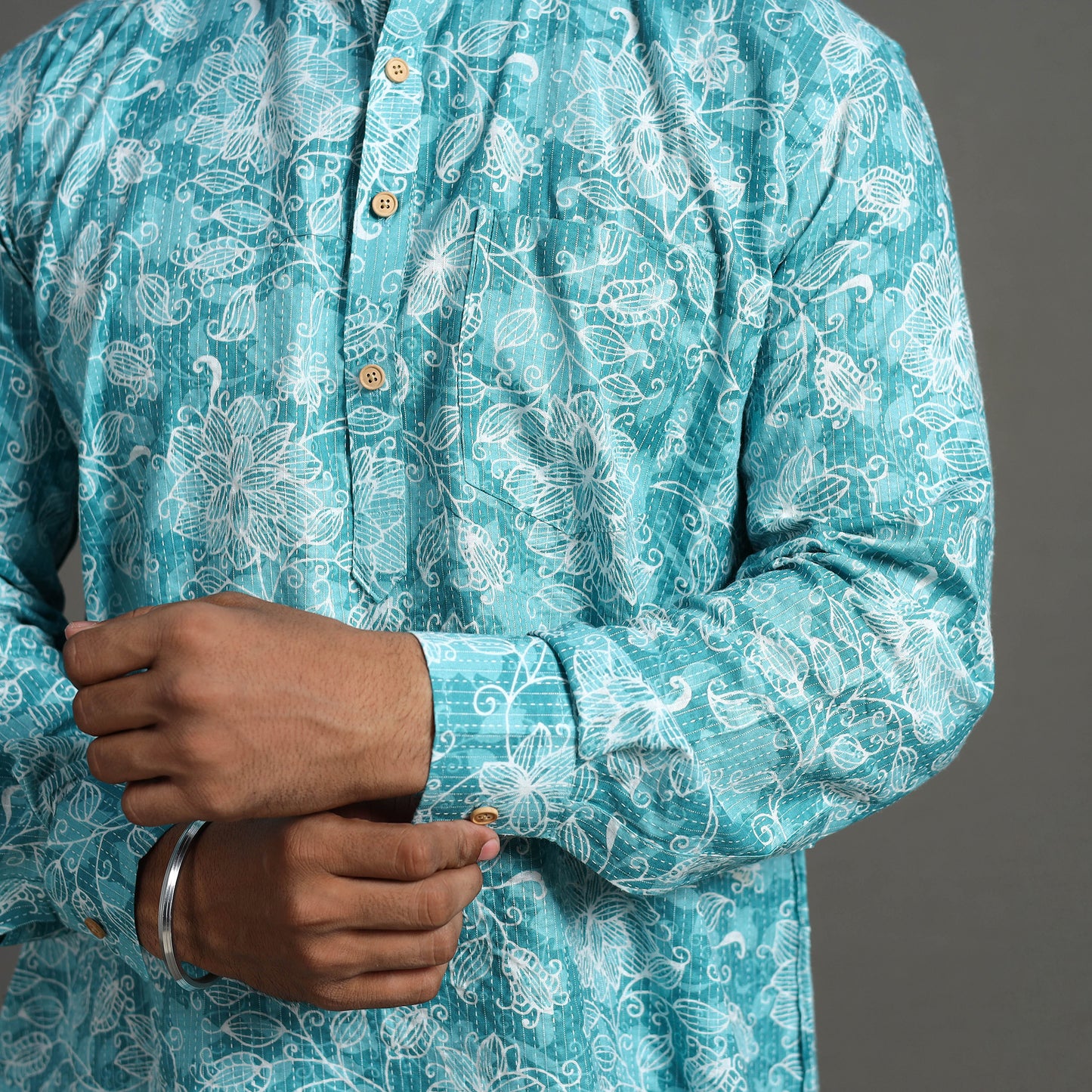 Buy Kantha Stitch Cotton Short Jaipur Kurta for Men