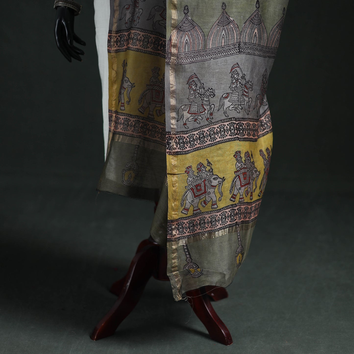 Mata Ni Pachedi Handpainted Natural Dyed Chanderi Silk Handloom Dupatta 25