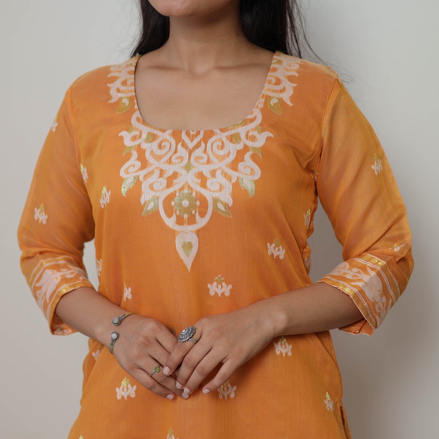 Bengal Jamdani Silk Cotton Kurta with Dupatta Set 01