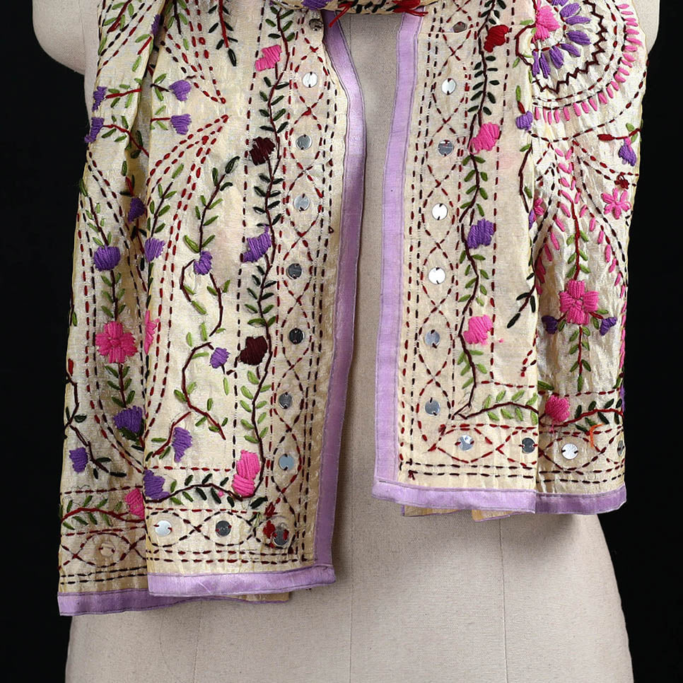 Ranihati Chanderi Silk Hand Embroidered Stole 15