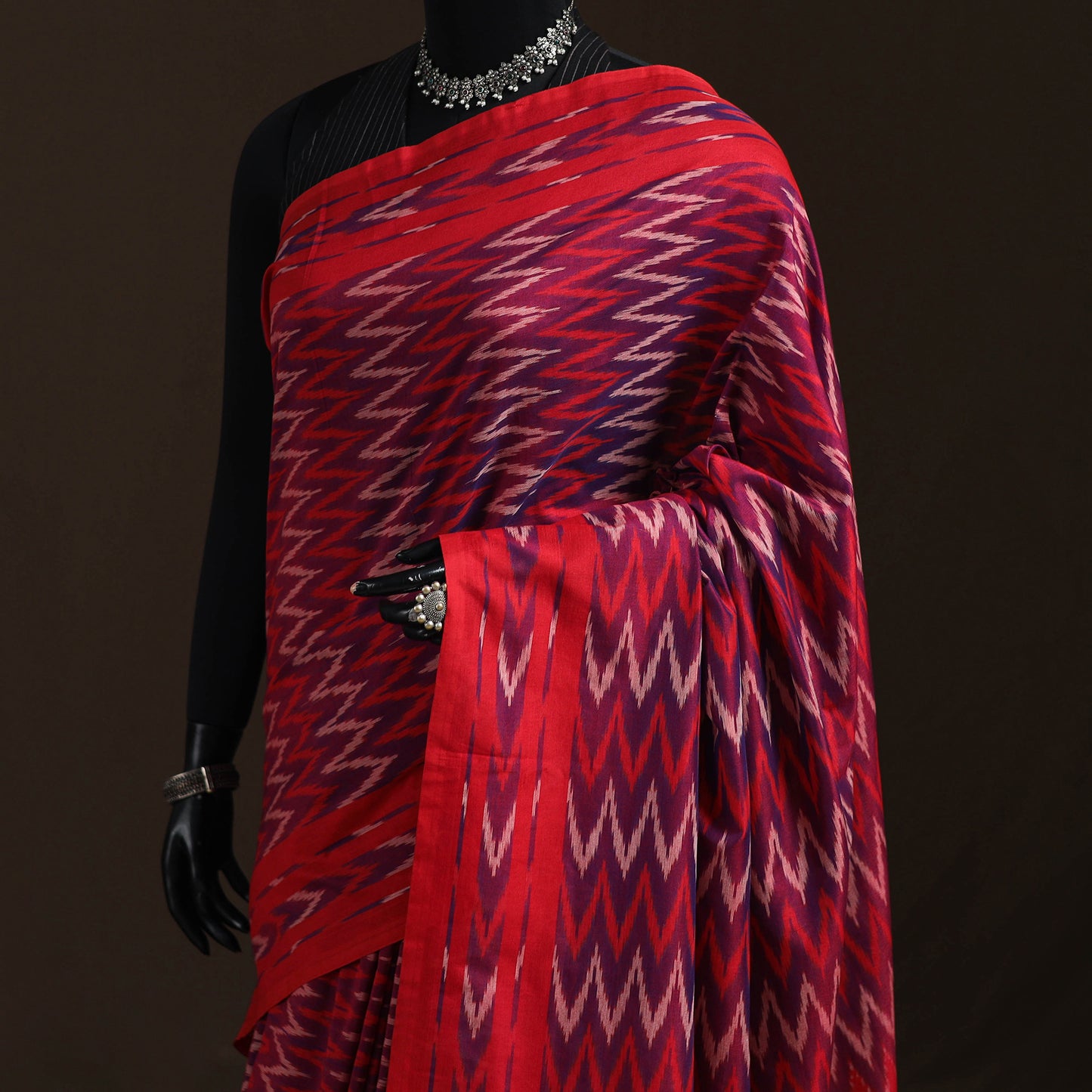 Pochampally Ikat Weave Mercerised Cotton Saree 14