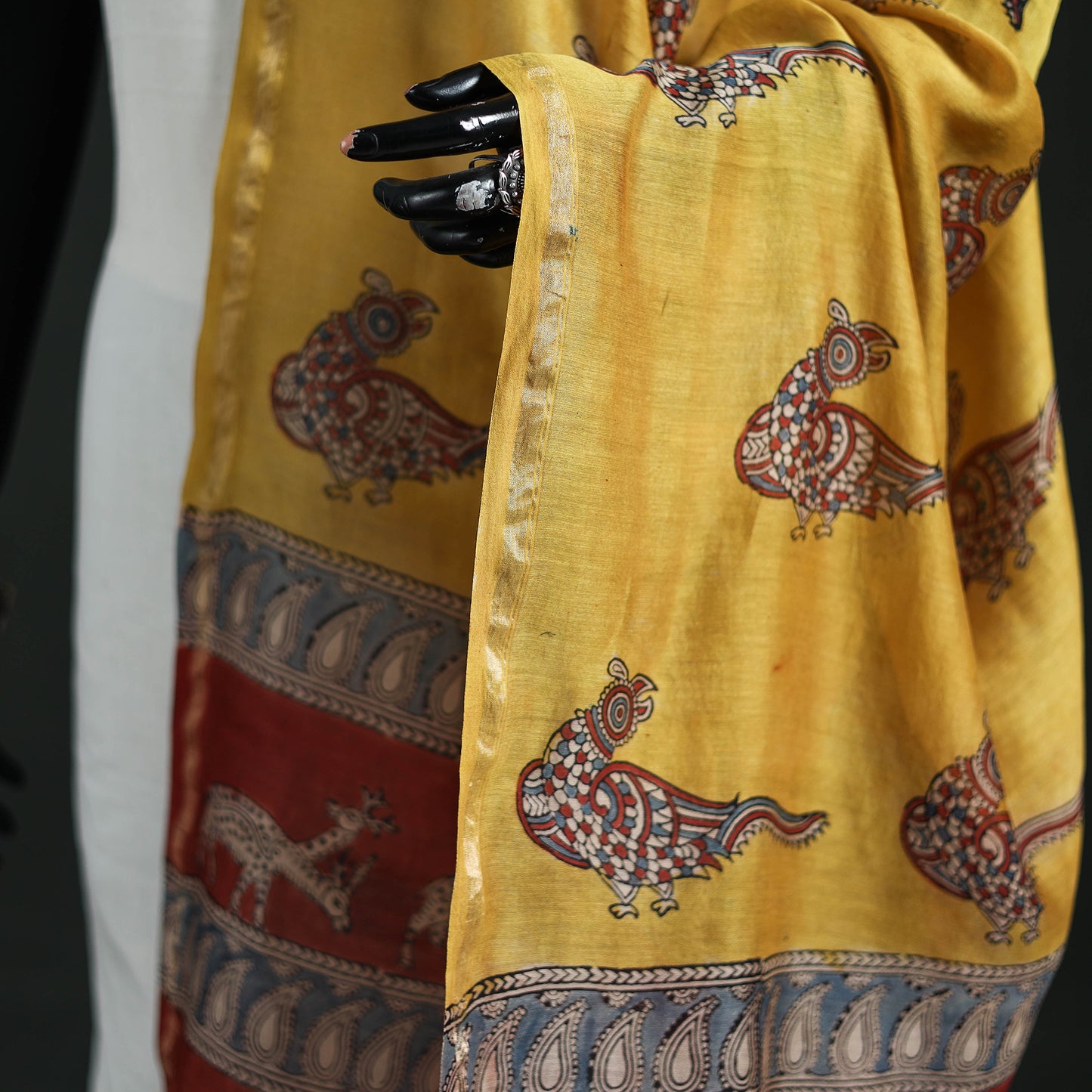 Mata Ni Pachedi Handpainted Natural Dyed Chanderi Silk Handloom Dupatta 29