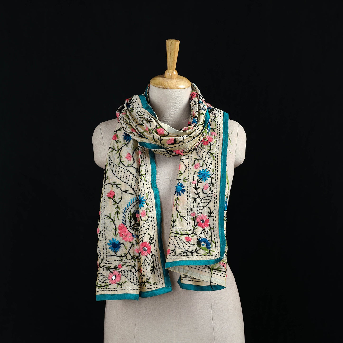 Ranihati Chanderi Silk Hand Embroidered Stole 21