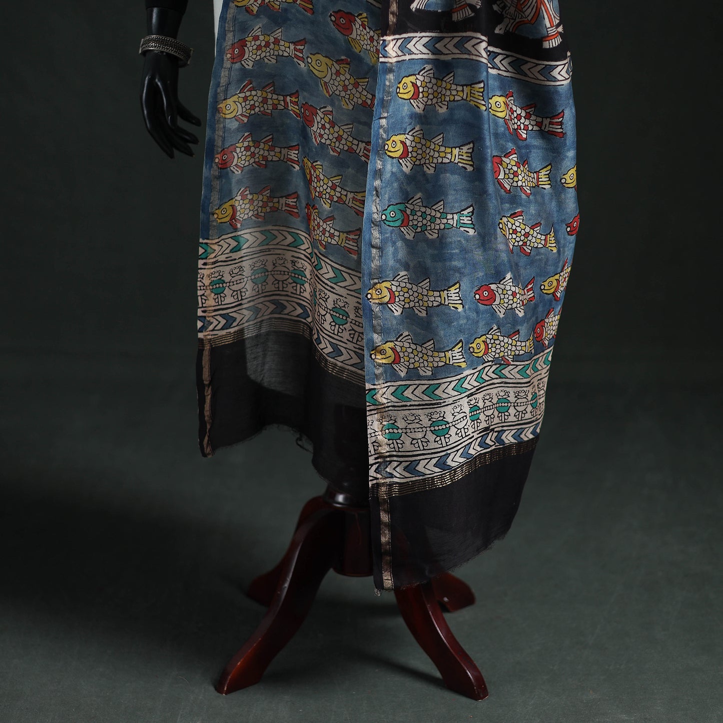 Mata Ni Pachedi Handpainted Natural Dyed Chanderi Silk Handloom Dupatta 30
