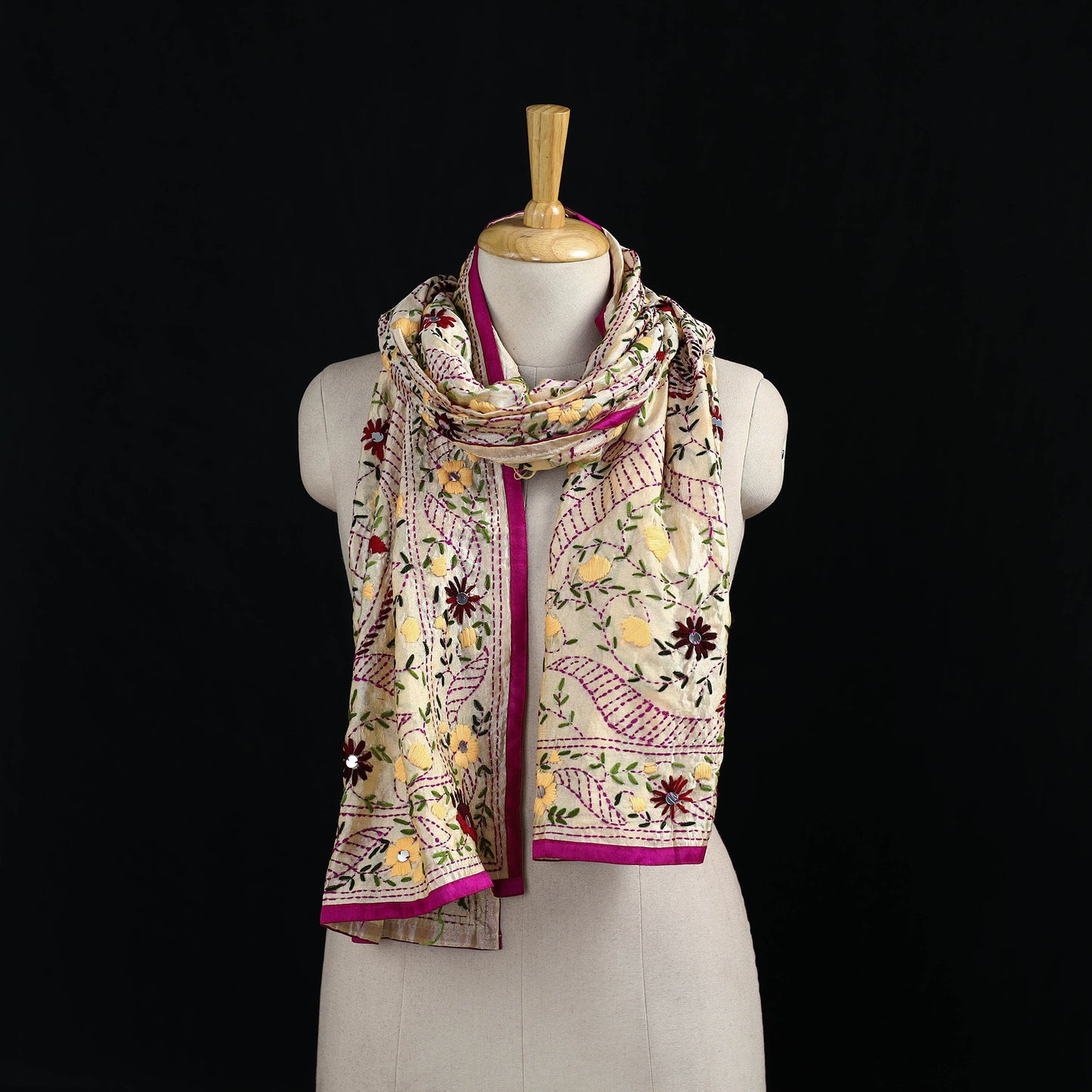 Ranihati Chanderi Silk Hand Embroidered Stole 27
