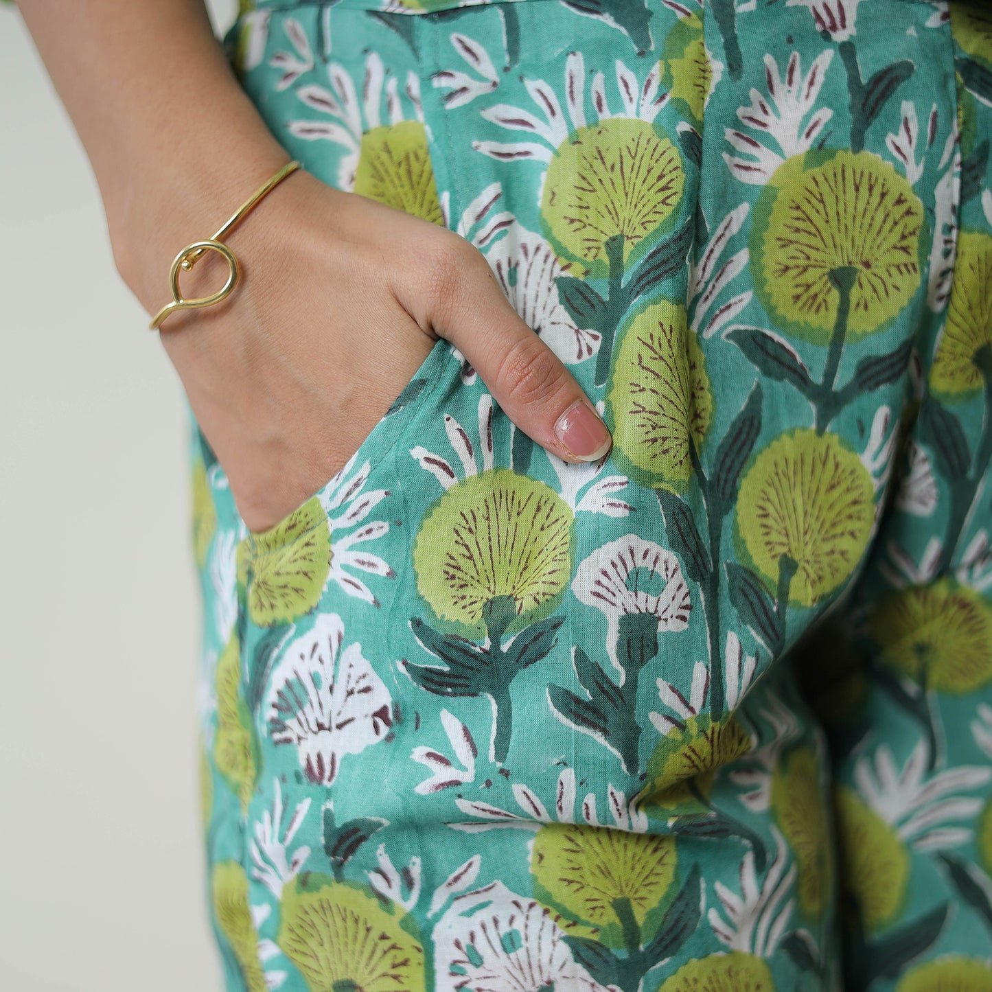Green - Block Printed Cotton Sanganeri Co-Ord Set 05