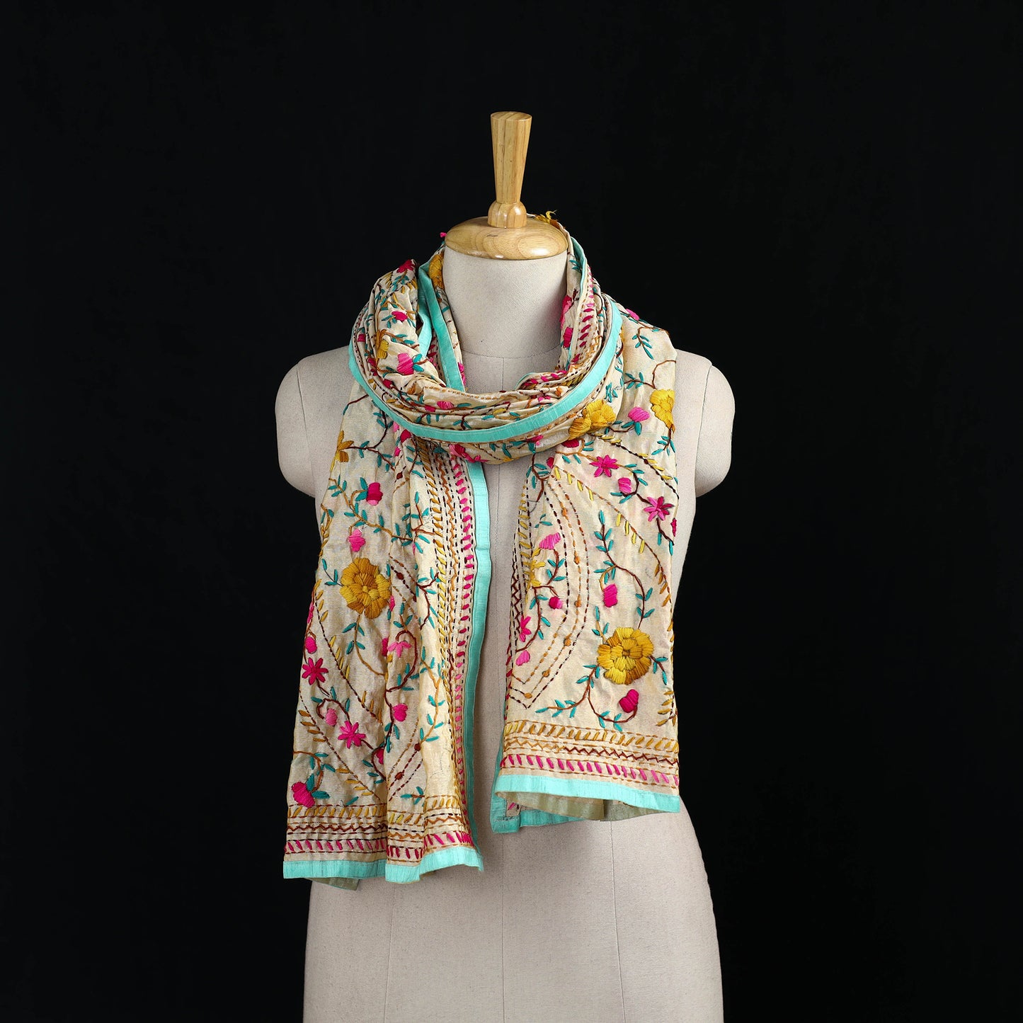 Ranihati Chanderi Silk Hand Embroidered Stole 30