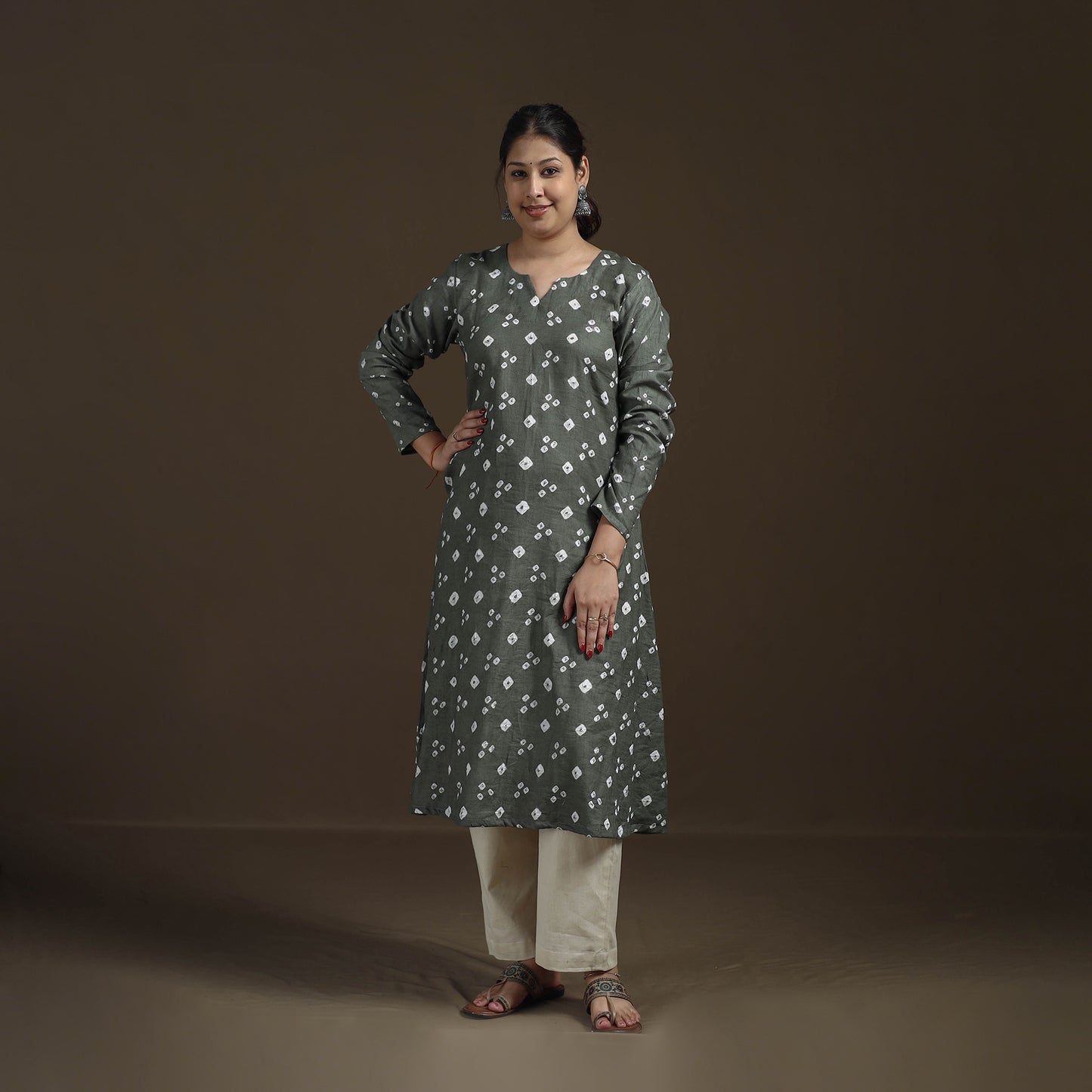 Bandhani Tie-Dye Cotton A-Line Kurta for women 01